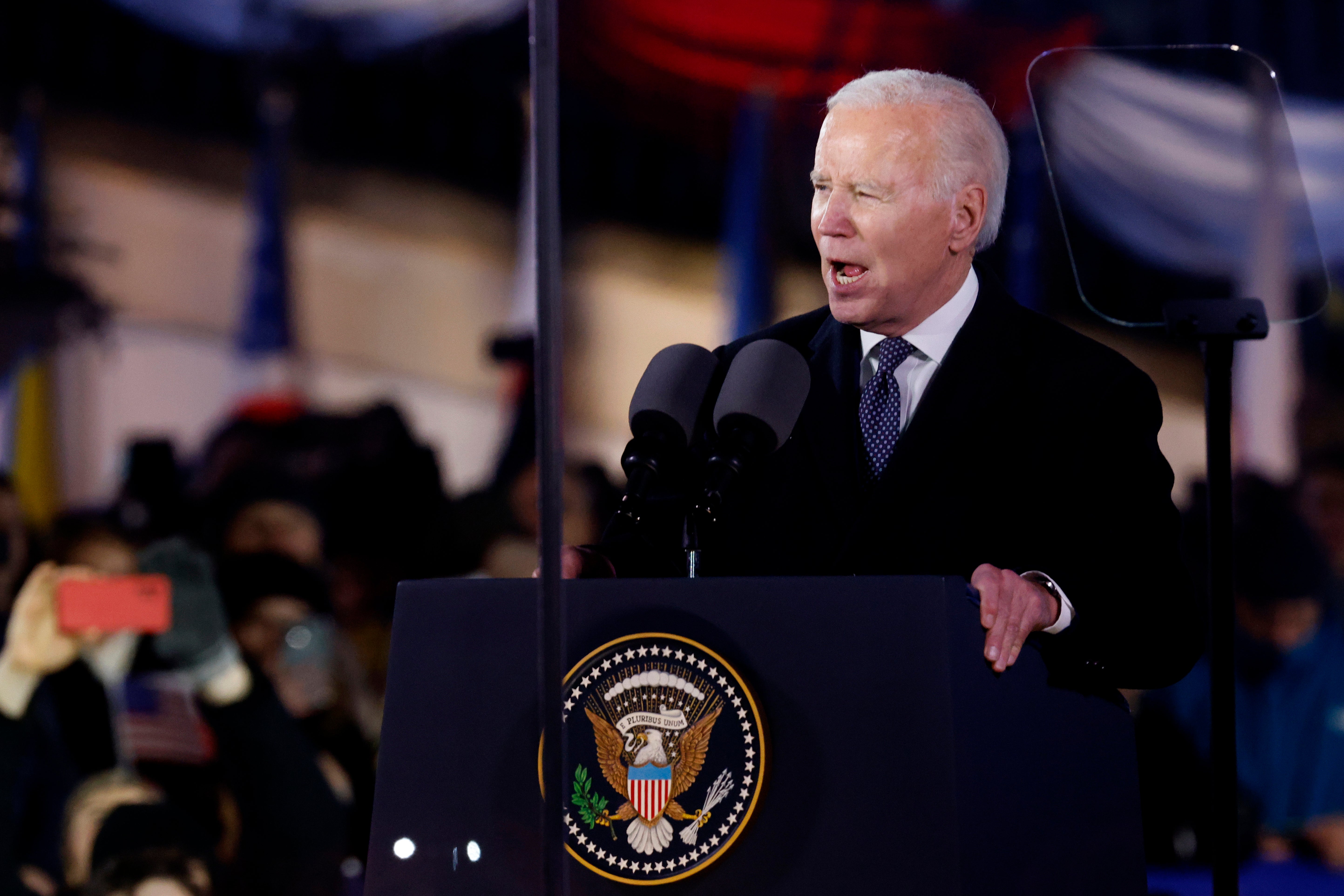 Biden at the royal castle after meeting Polish president Andrzej Duda