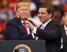 Trump news – live: Trump’s new nicknames for Ron DeSantis revealed as he considers Kari Lake for running mate