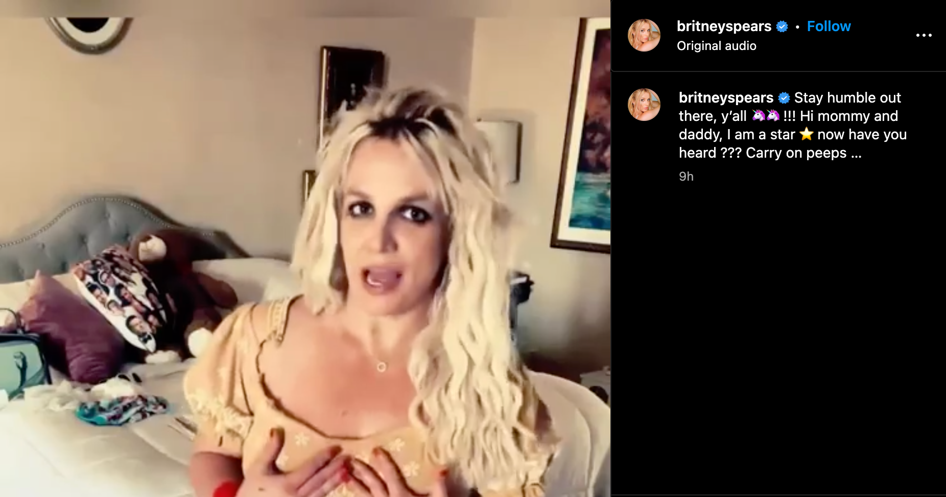 Britney Spears urges concerned fans to stand down on Instagram