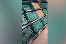 Tesco shelves left bare as supermarkets warn shortages likely to last weeks