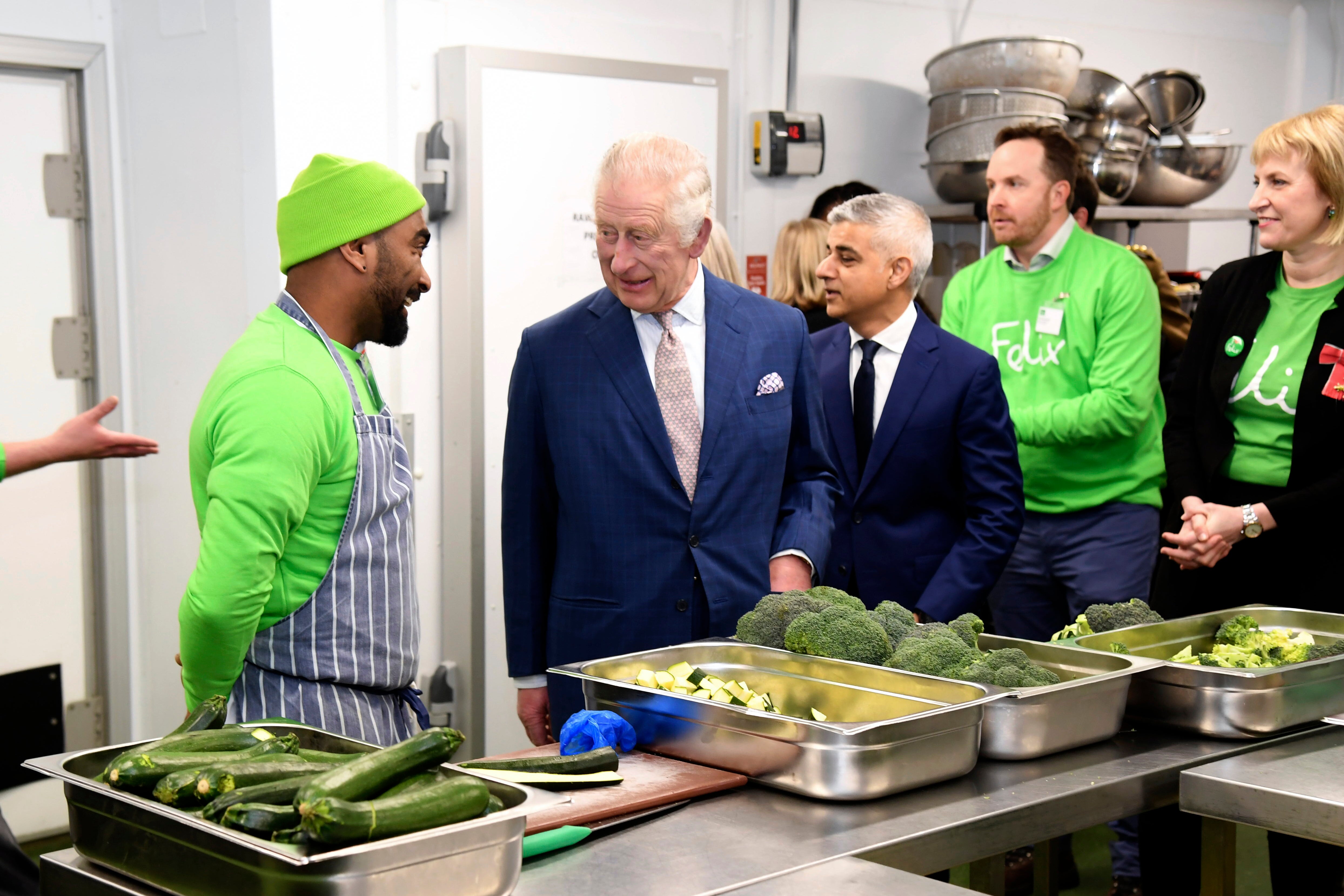 King Charles pays a visit to The Felix Project with London mayor Sadiq Khan