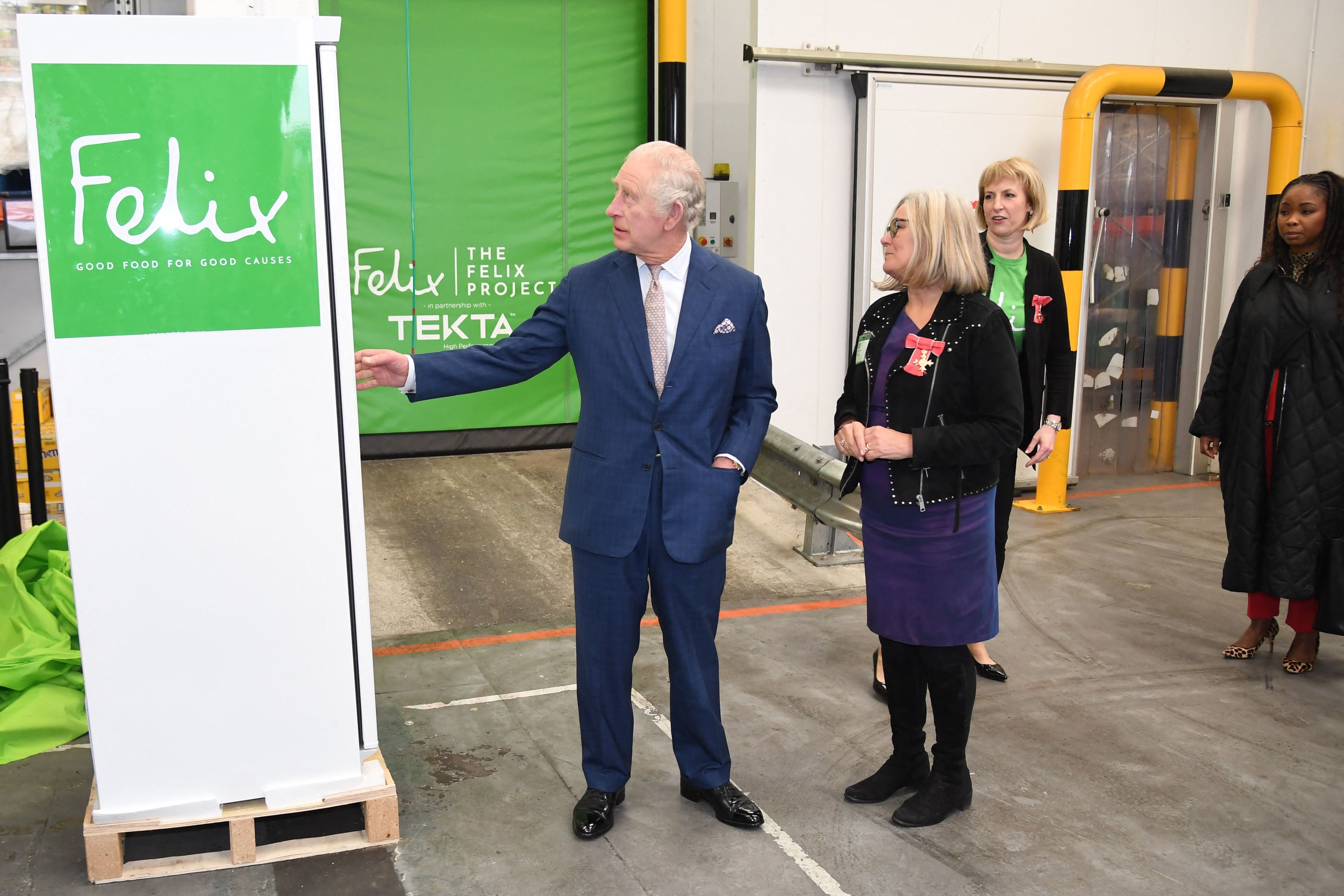 King Charles unveils a fridge with The Felix Project co-founder Jane Byam Shaw