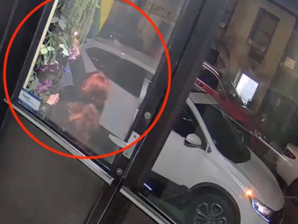 Surveillance video captured a woman setting fire to a Pride flag outside a New York City restaurant