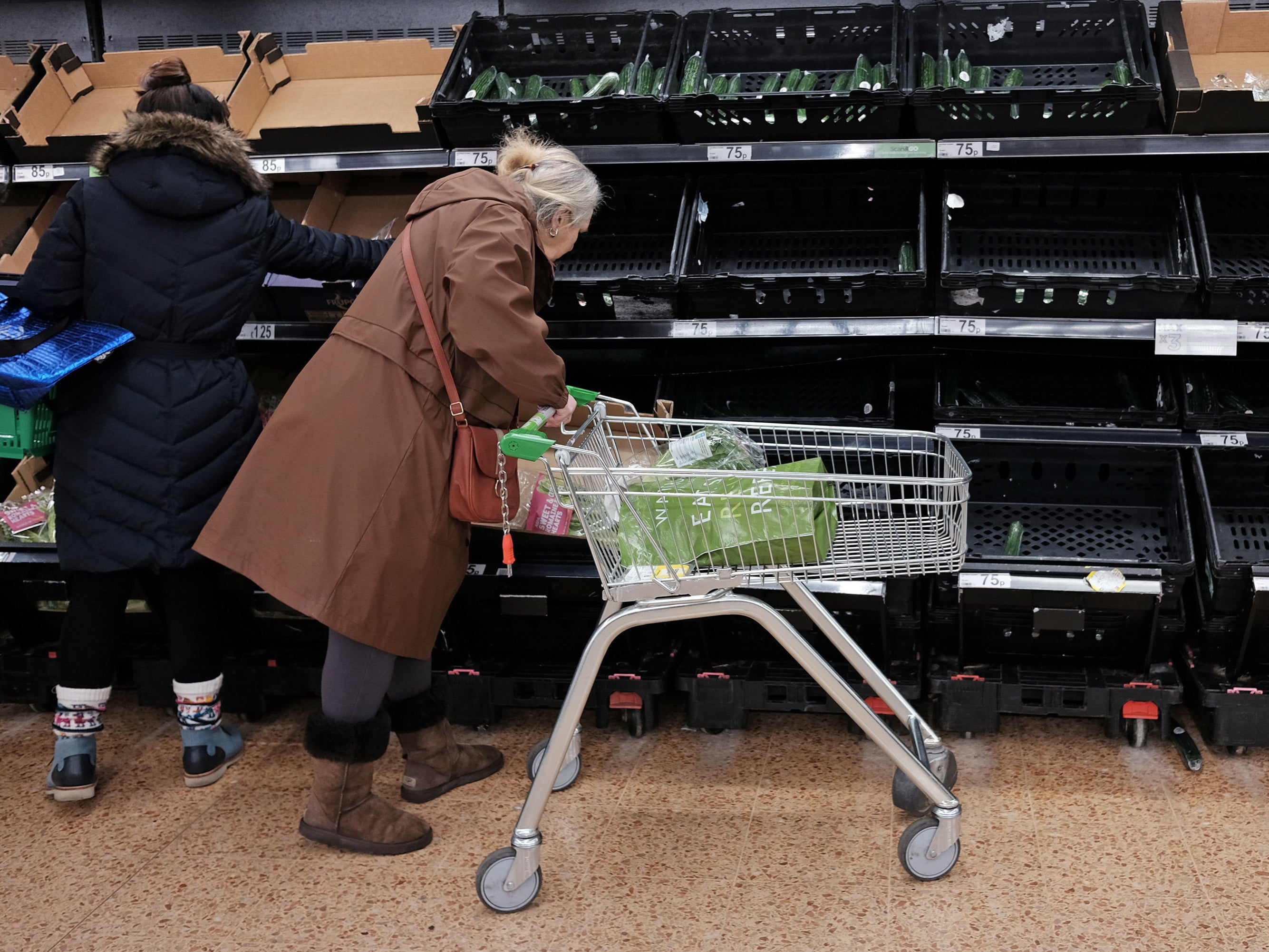 Empty shelves in a UK supermarket