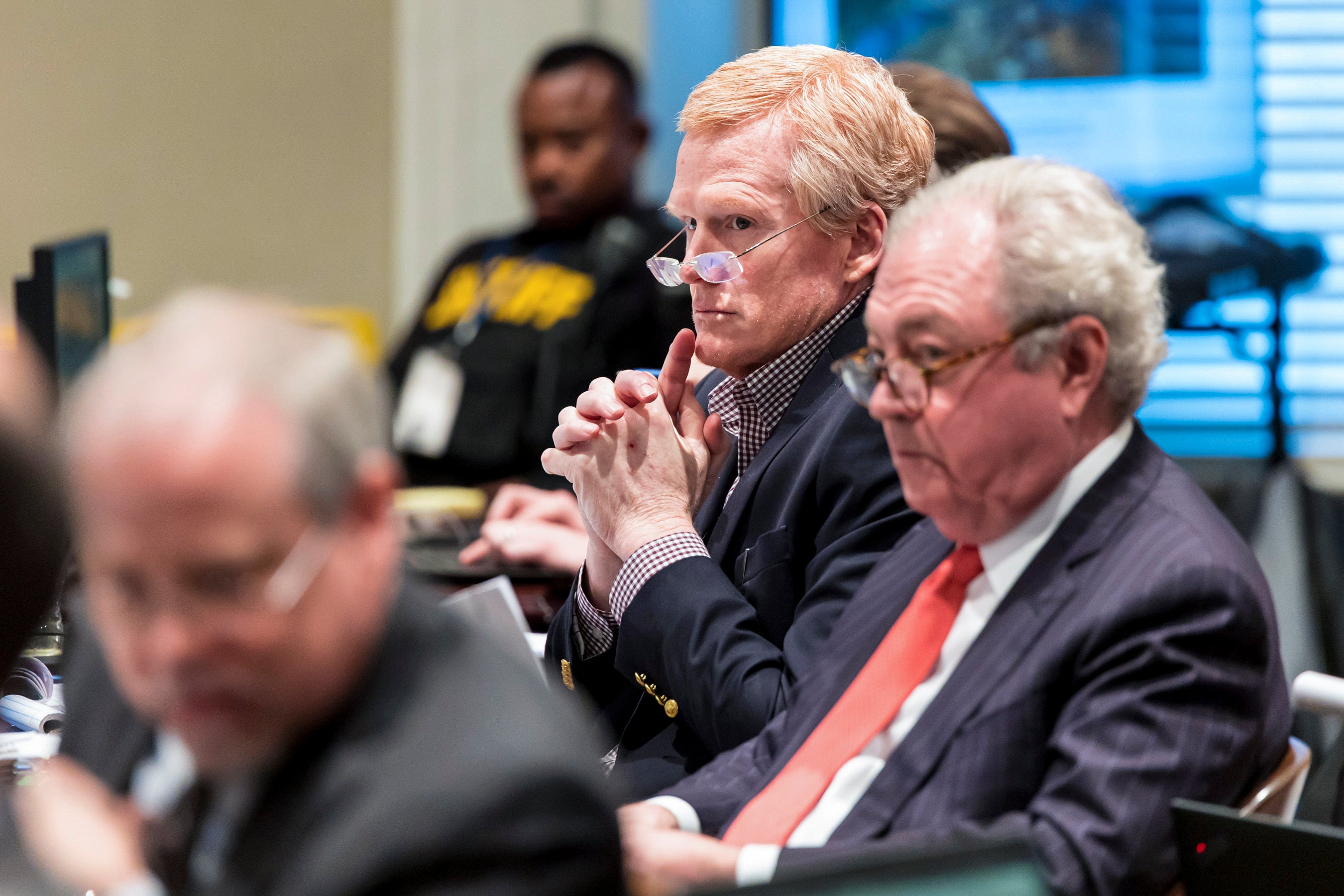 Alex Murdaugh listens to witness testimony during his double murder trial at the Colleton County Courthouse