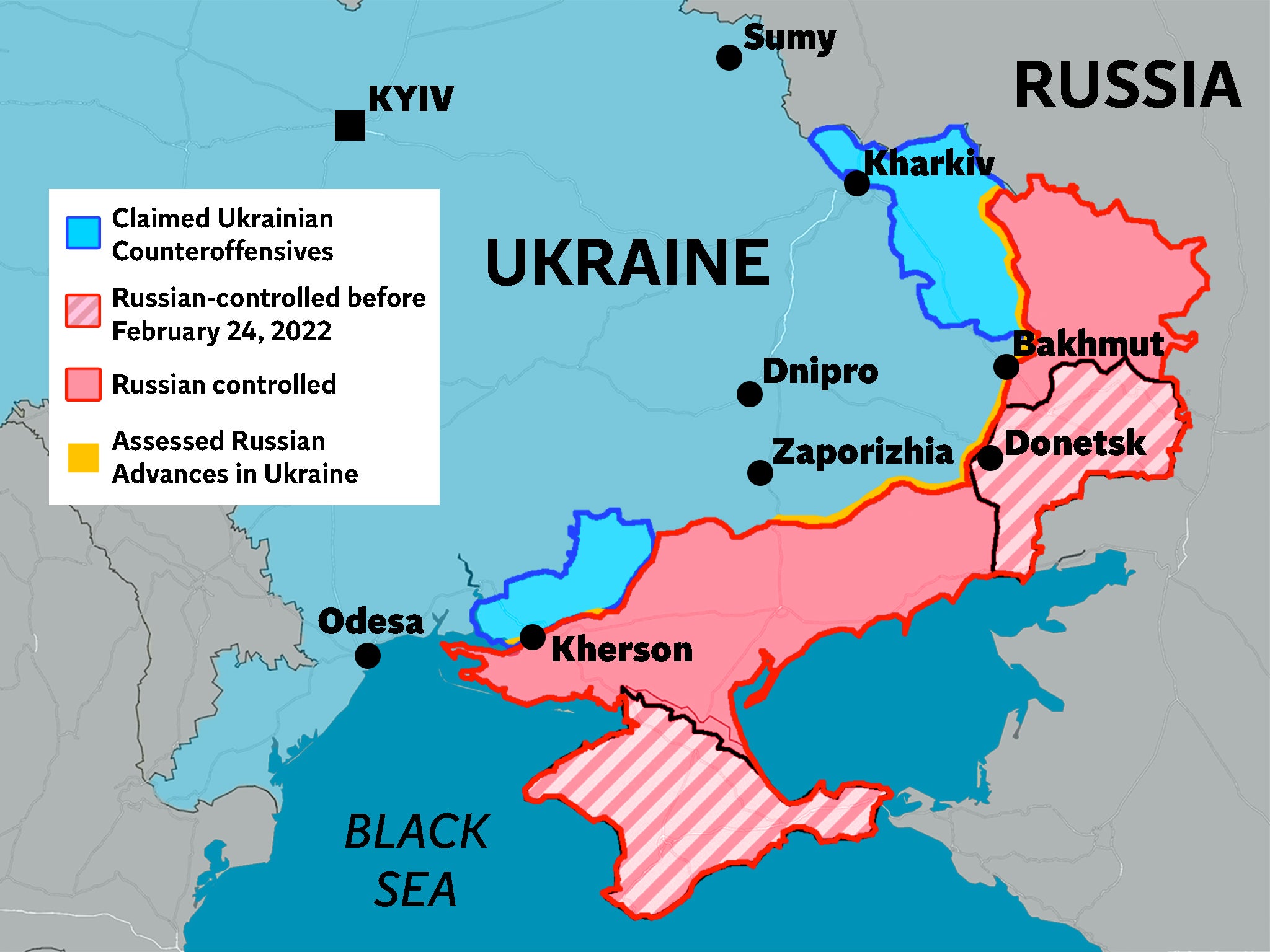 The current state of the war in Ukraine at the end of February