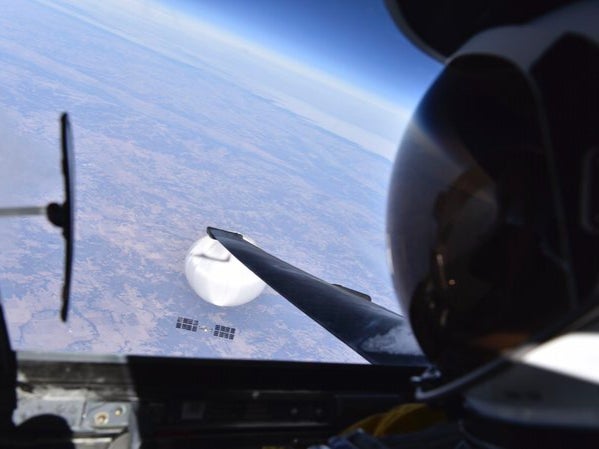 The Defense Department released a selfie from a spy plane of the Chinese balloon