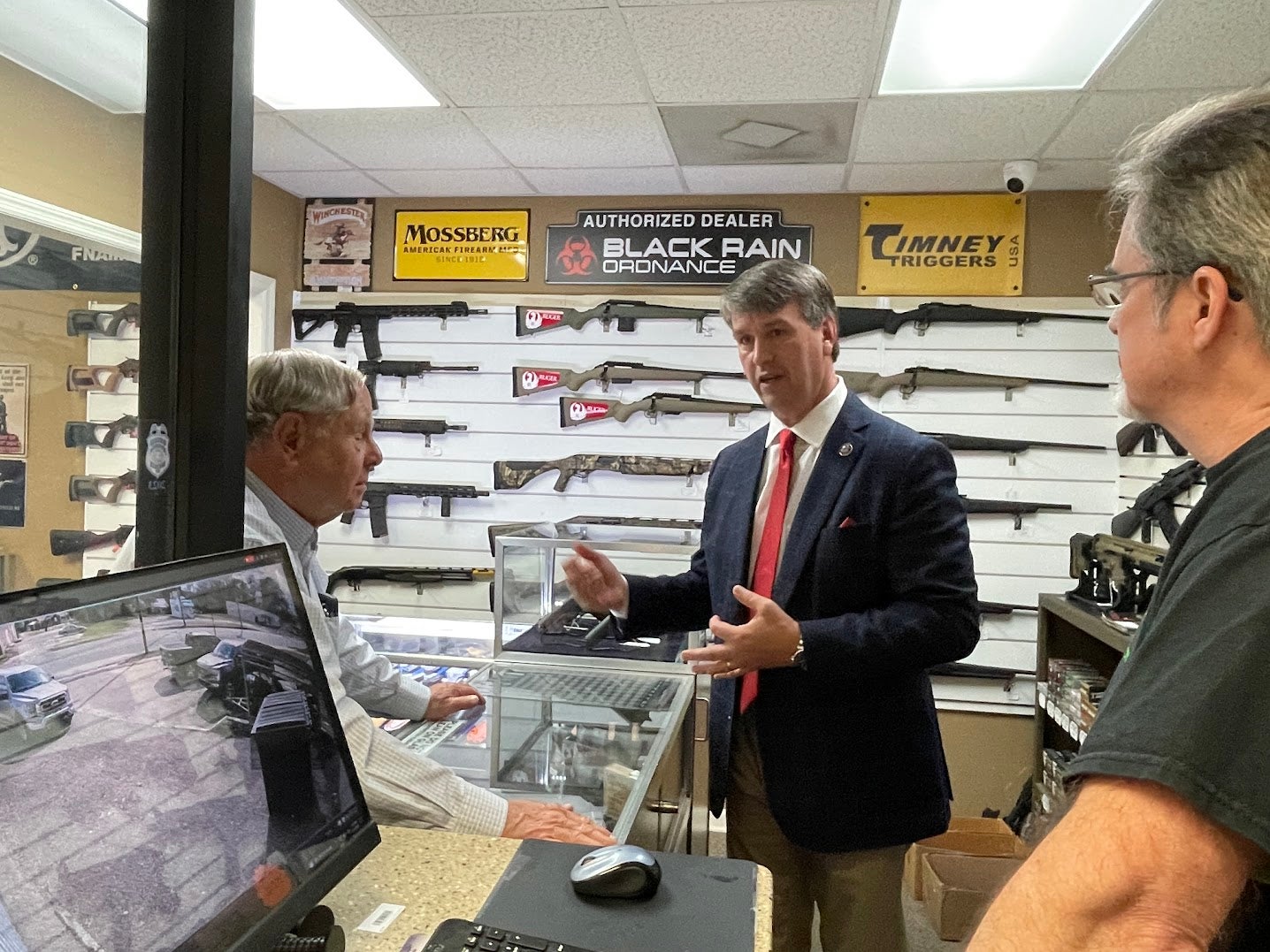 Rep Barry Moore visits Family Firearms in Troy, Alabama