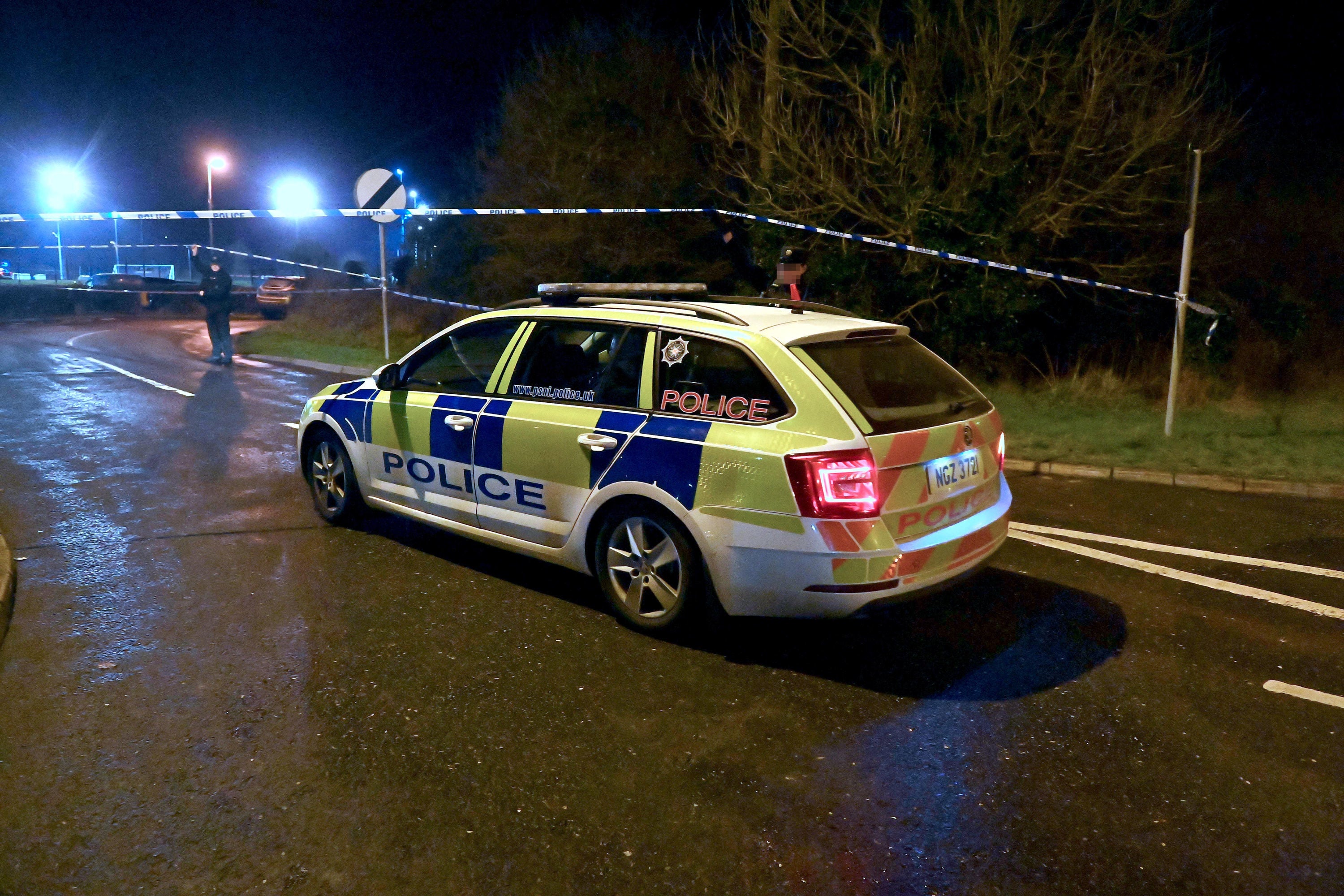 Police at the scene of a shooting in the Killyclogher Road area of Omagh