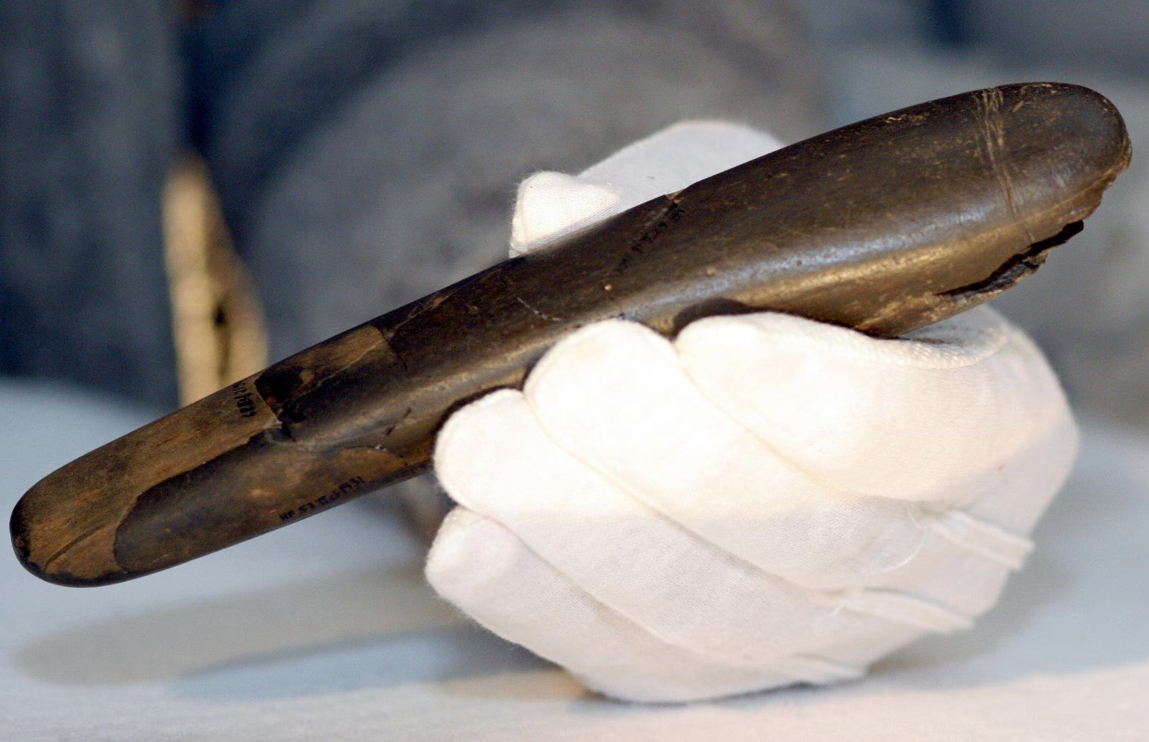 A 28,000-year-old stone phallus discovered in a cave in Baden-Wurttemberg in southern Germany in 2005