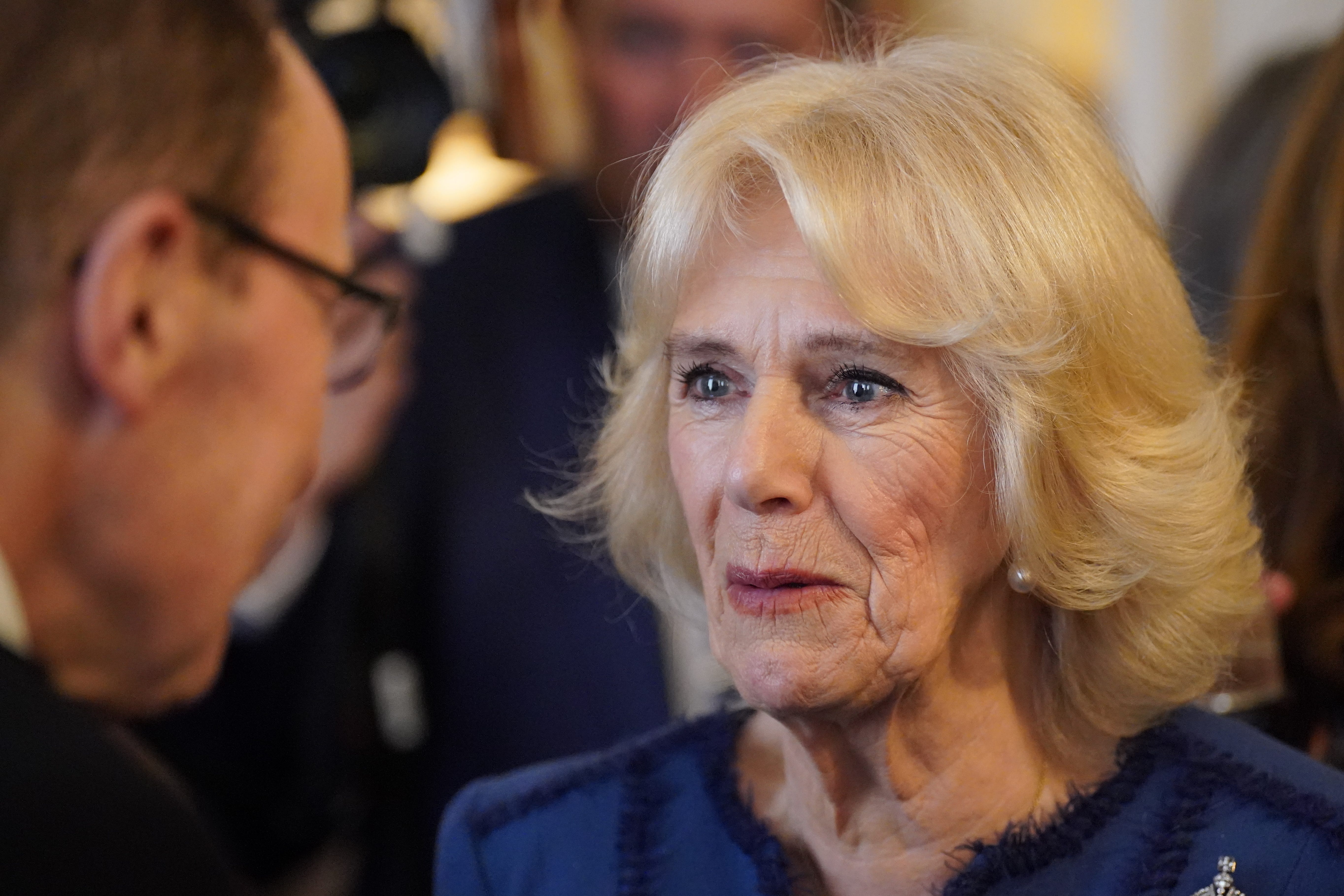 The Queen Consort hosts a reception at Clarence House in London for authors, members of the literary community and representatives of literacy charities to celebrate the second anniversary of The Reading Room (Jonathan Brady/PA)