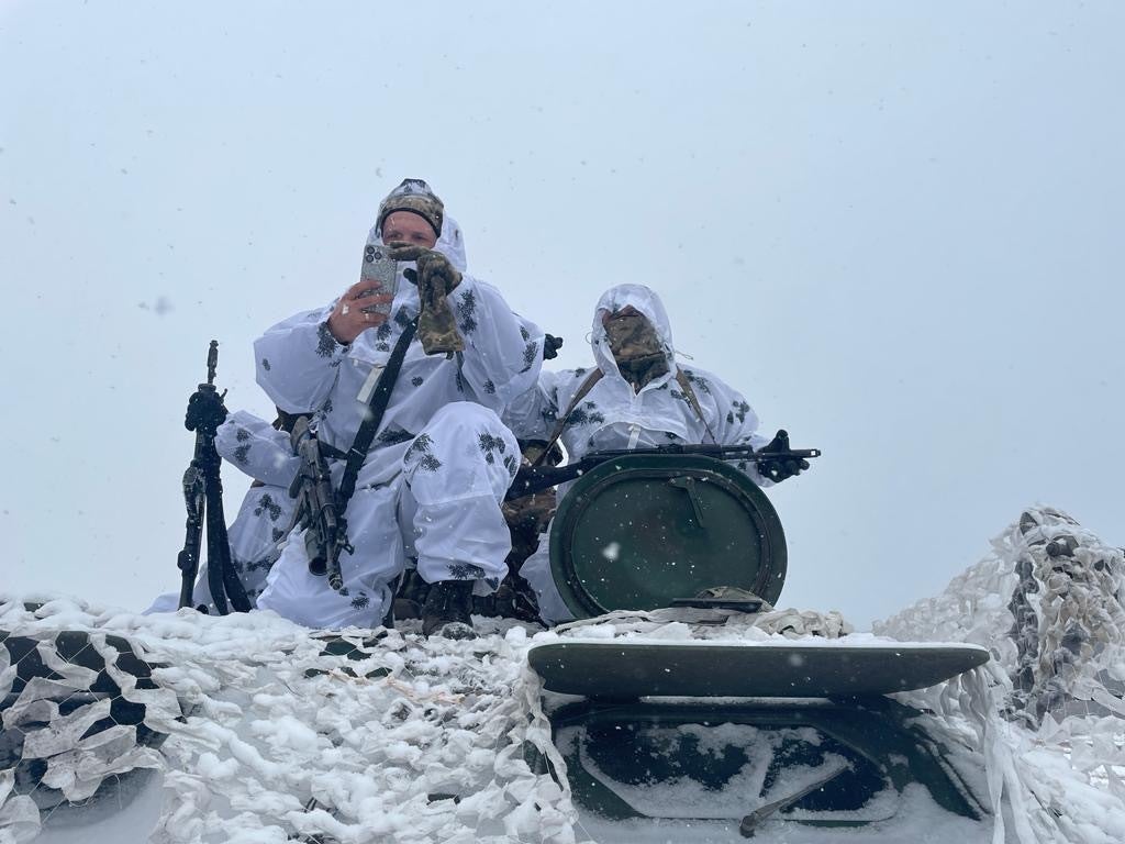 Soliders from the Ukrainian army’s 92nd Brigade, near the front line in Luhansk