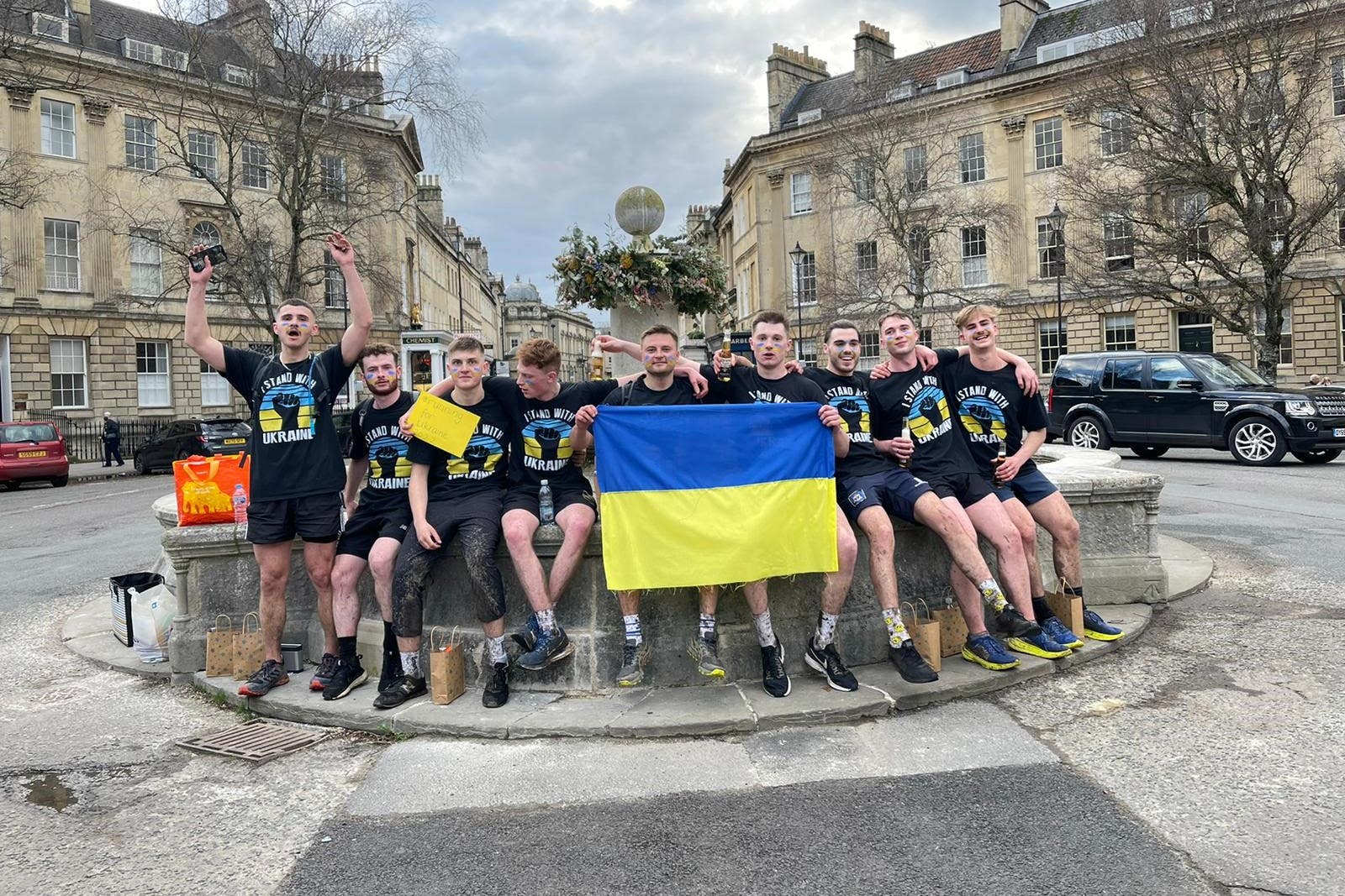 The friends after their fundraising half marathon last year (University of Bristol/PA)