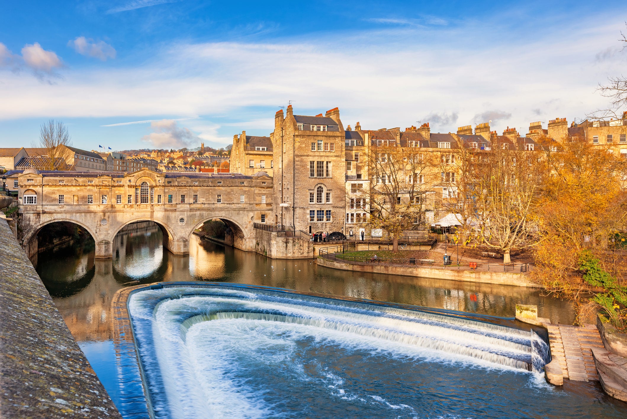 Pulteney Bridge above the River Avon in Bath, England