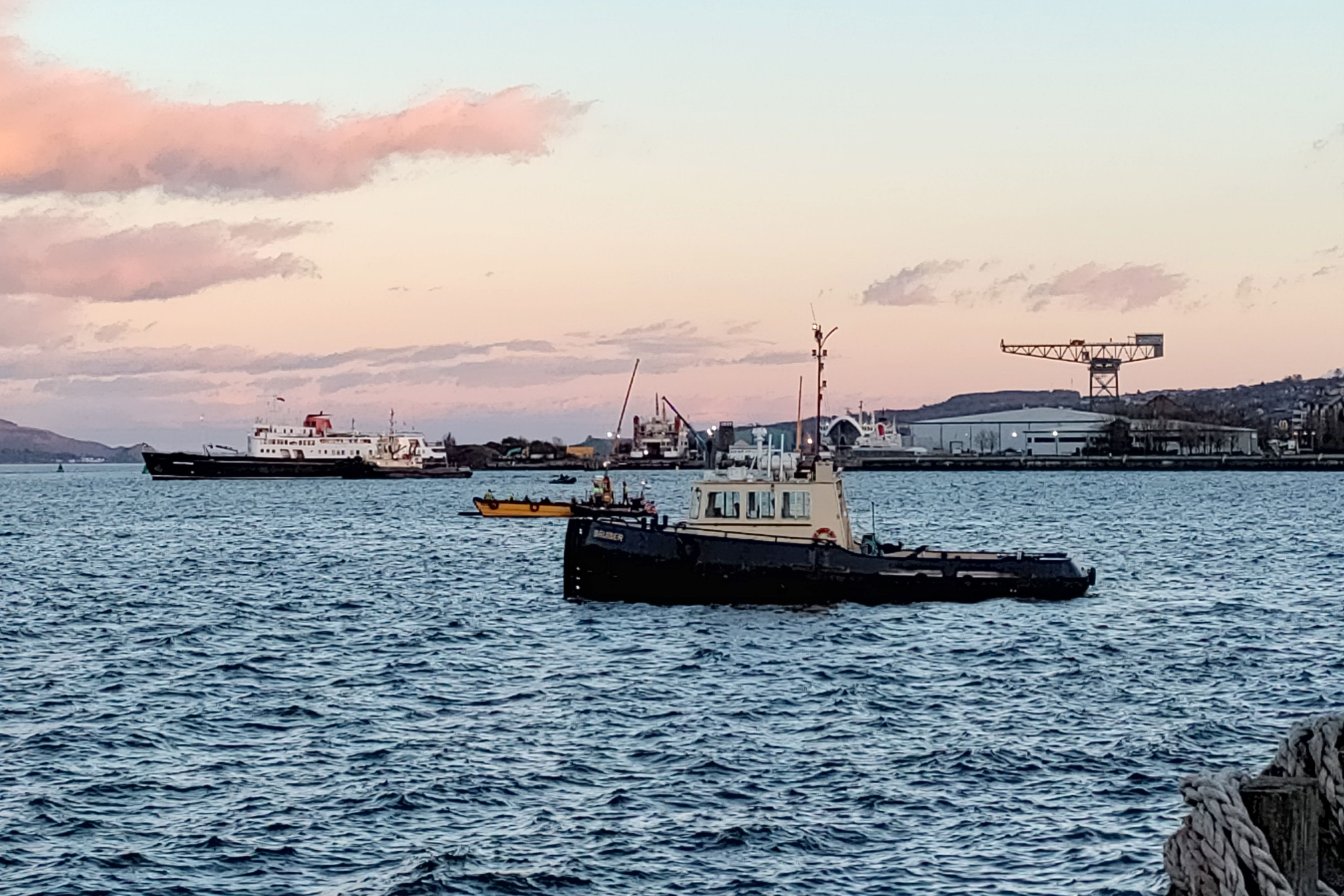 The scene in East India Harbour, Greenock, after a rescue operation was launched (Laura Paterson/PA)