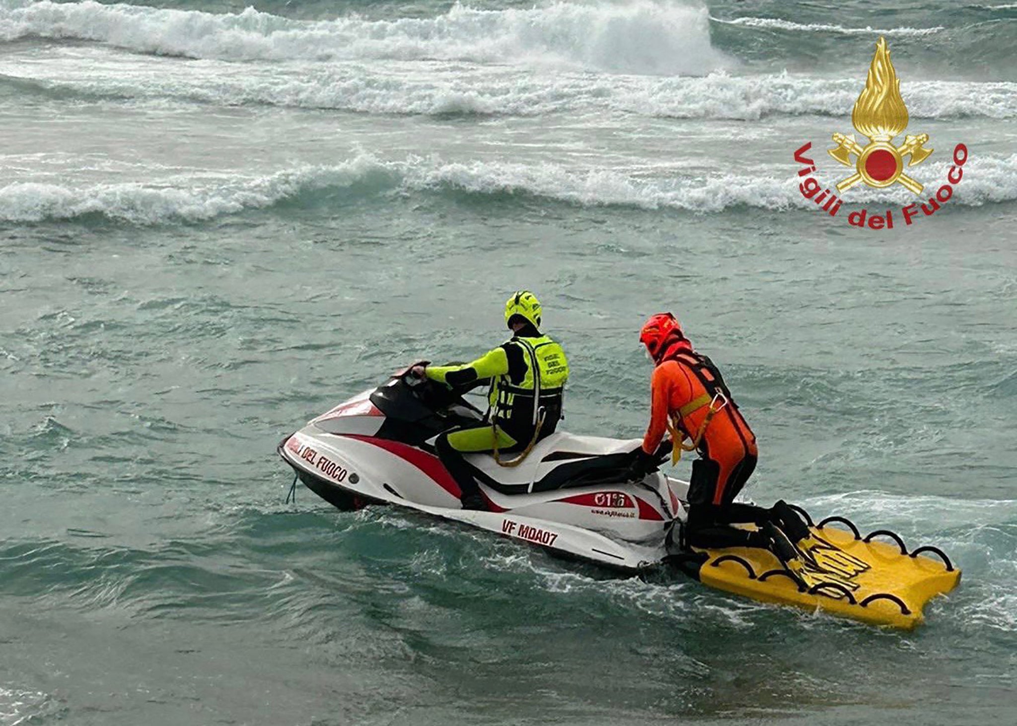 Rescue workers patrol the sea as the search for survivors continues