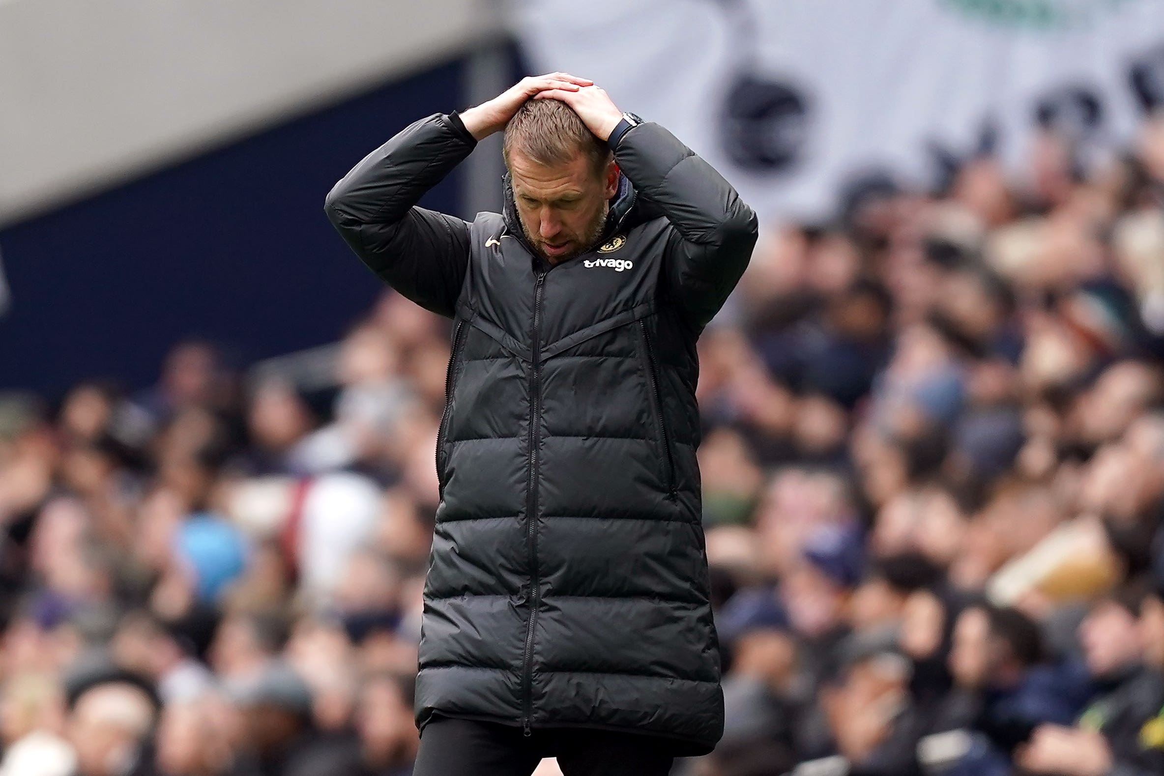 Graham Potter watched Chelsea suffer a third consecutive defeat (Mike Egerton/PA)