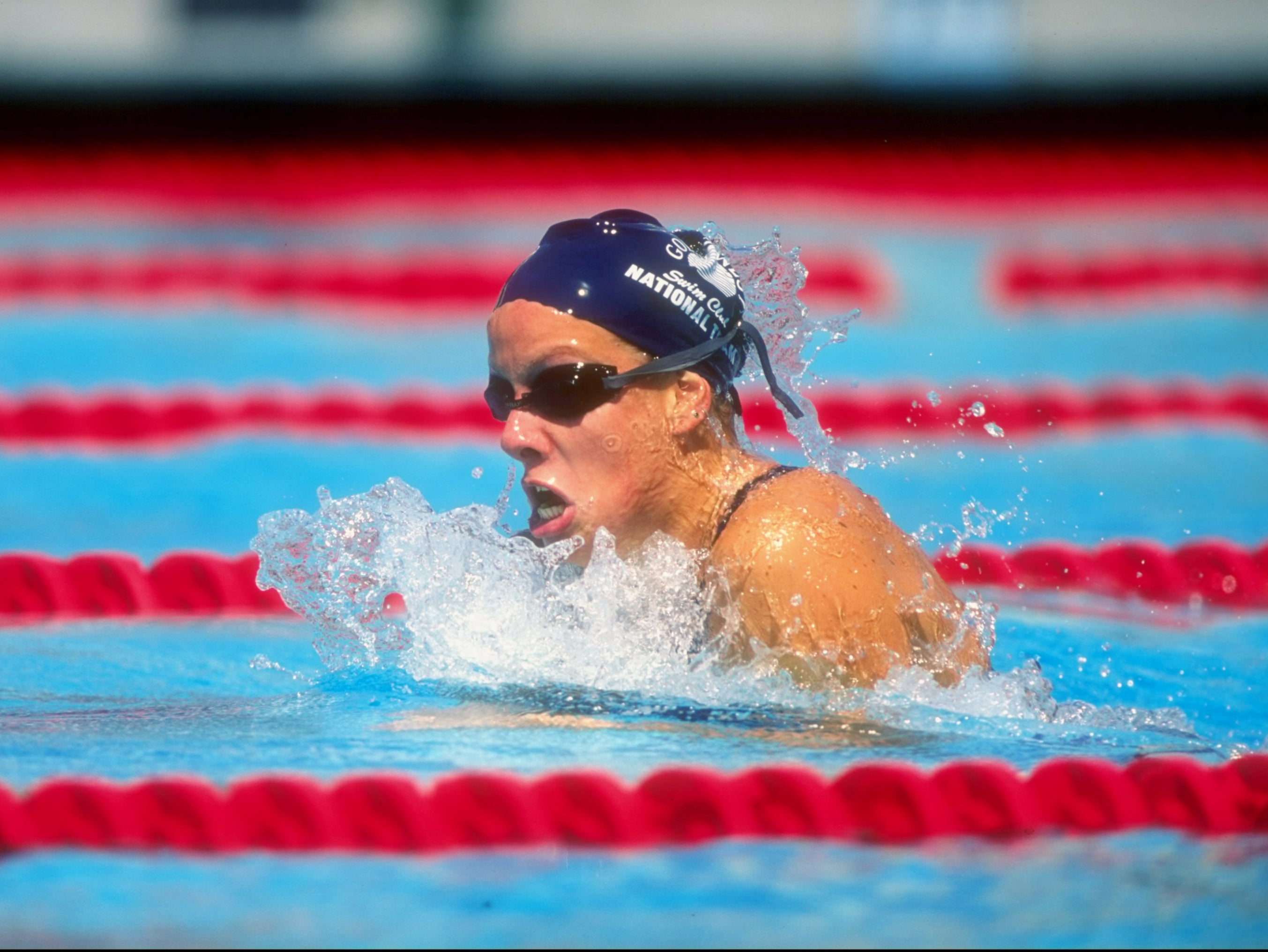 Jamie Cail in action during the Phillips 66 National Championships at the Clovis Swim Complex in California on 13 August 1998