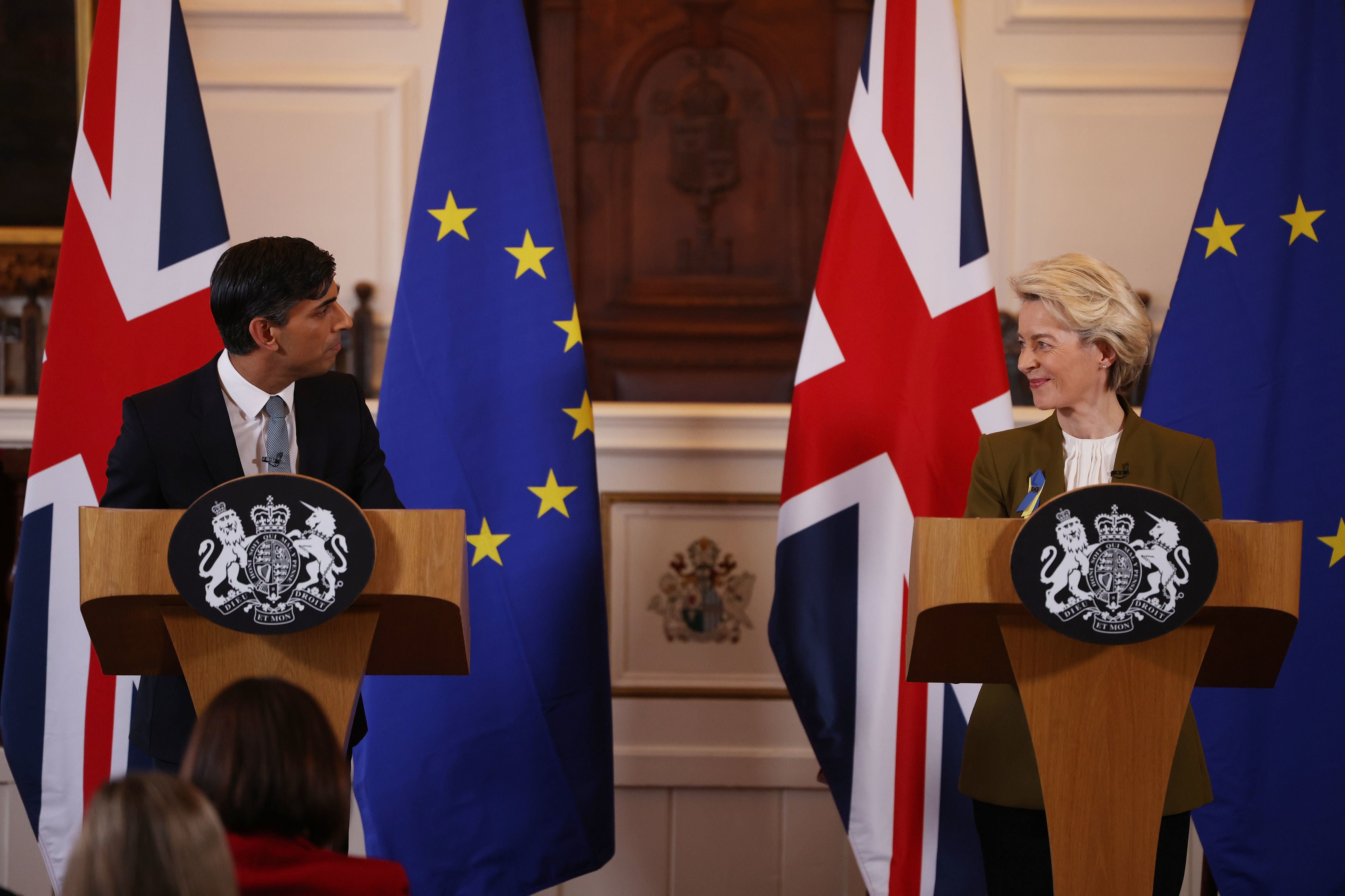 Rishi Sunak and Ursula von der Leyen at press conference on Monday