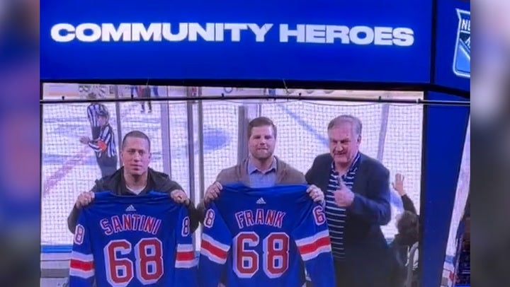 NYPD officers who saved children during U-Haul rampage honoured at Rangers game
