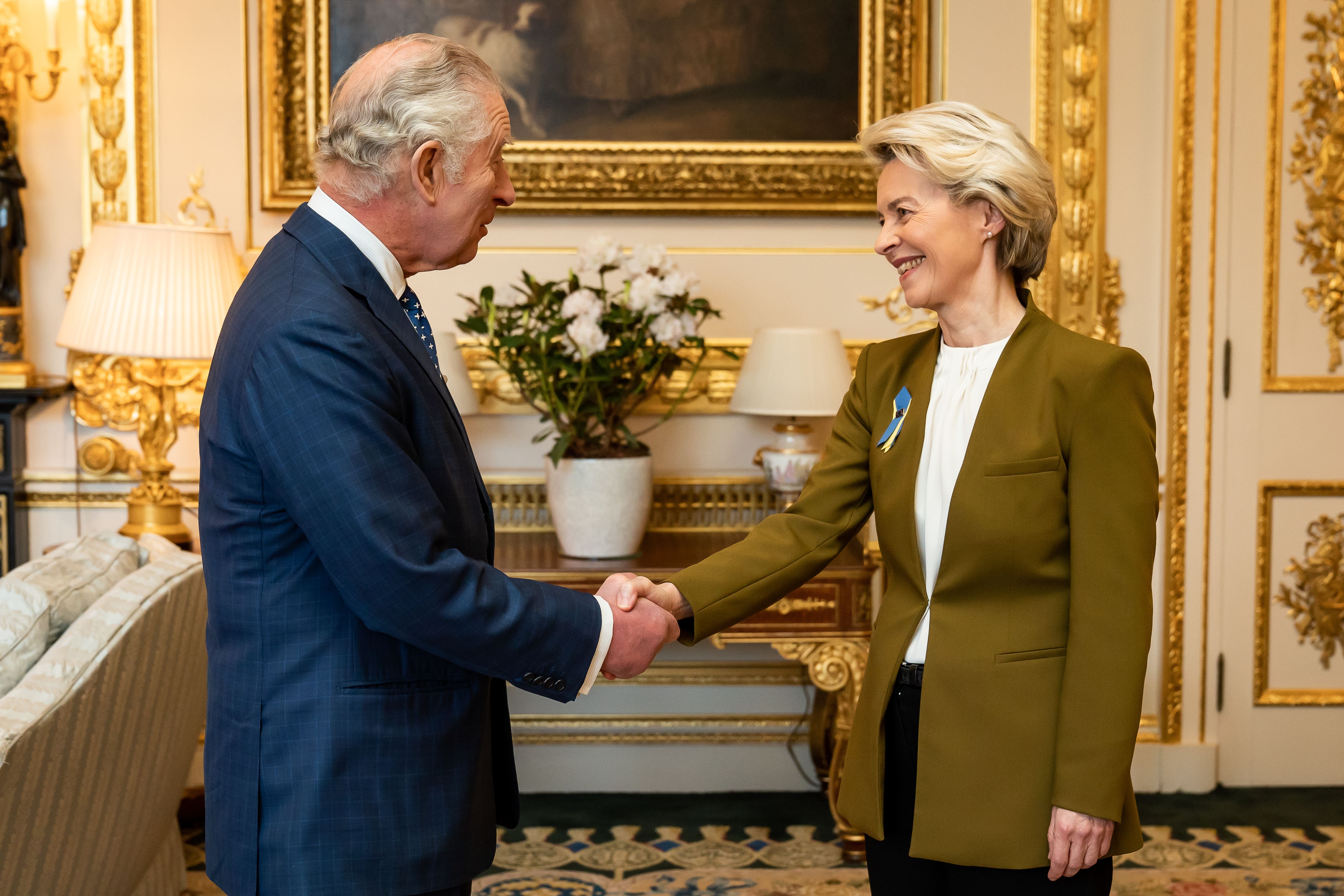 King Charles III receives European Commission president Ursula von der Leyen during an audience at Windsor Castle