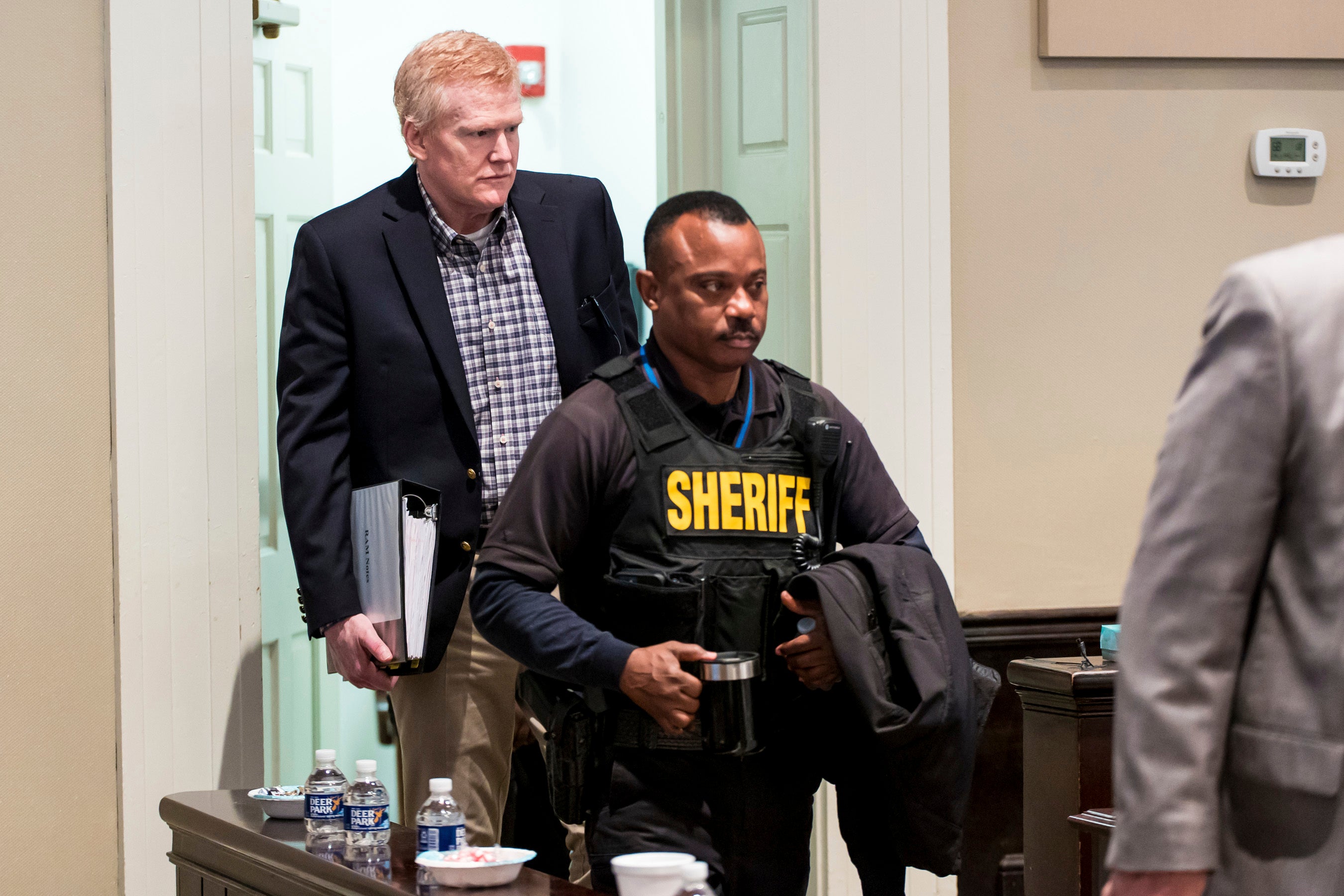 Alex Murdaugh enters the Colleton County Courthouse on Monday as his defence rested its case