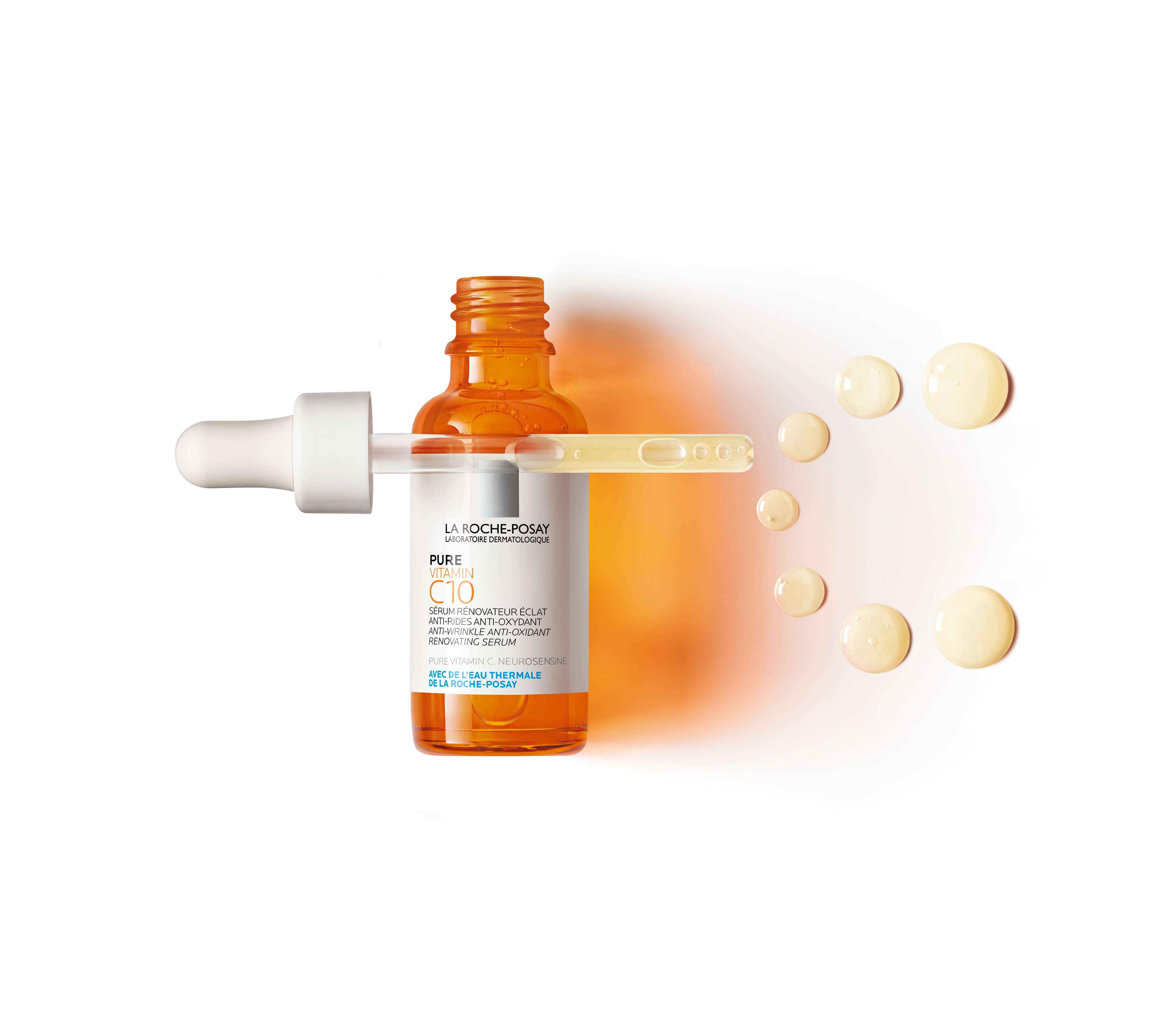 To give skin a brighter, more radiant look, use La Roche-Posay’s Pure Vitamin C10 serum