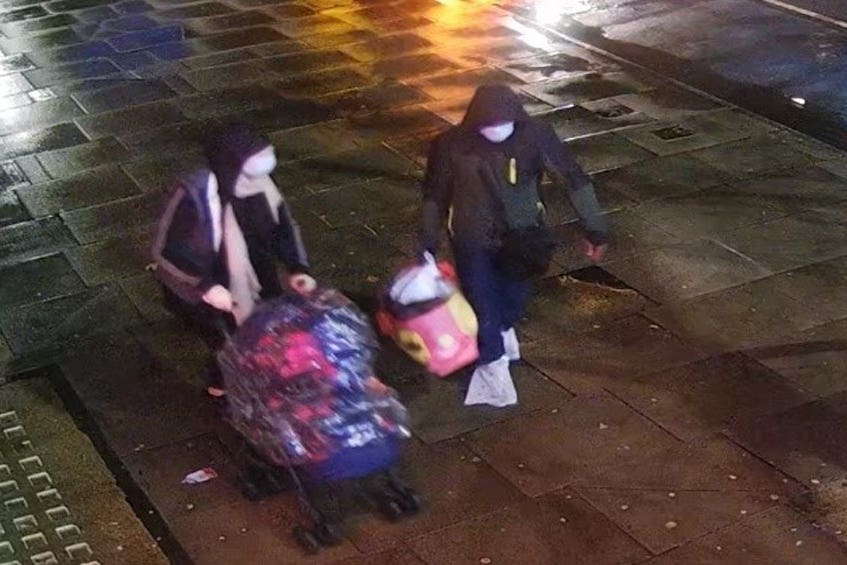 A CCTV image of Mark Gordon and Constance Marten on Whitechapel Road in London (Metropolitan Police/PA)