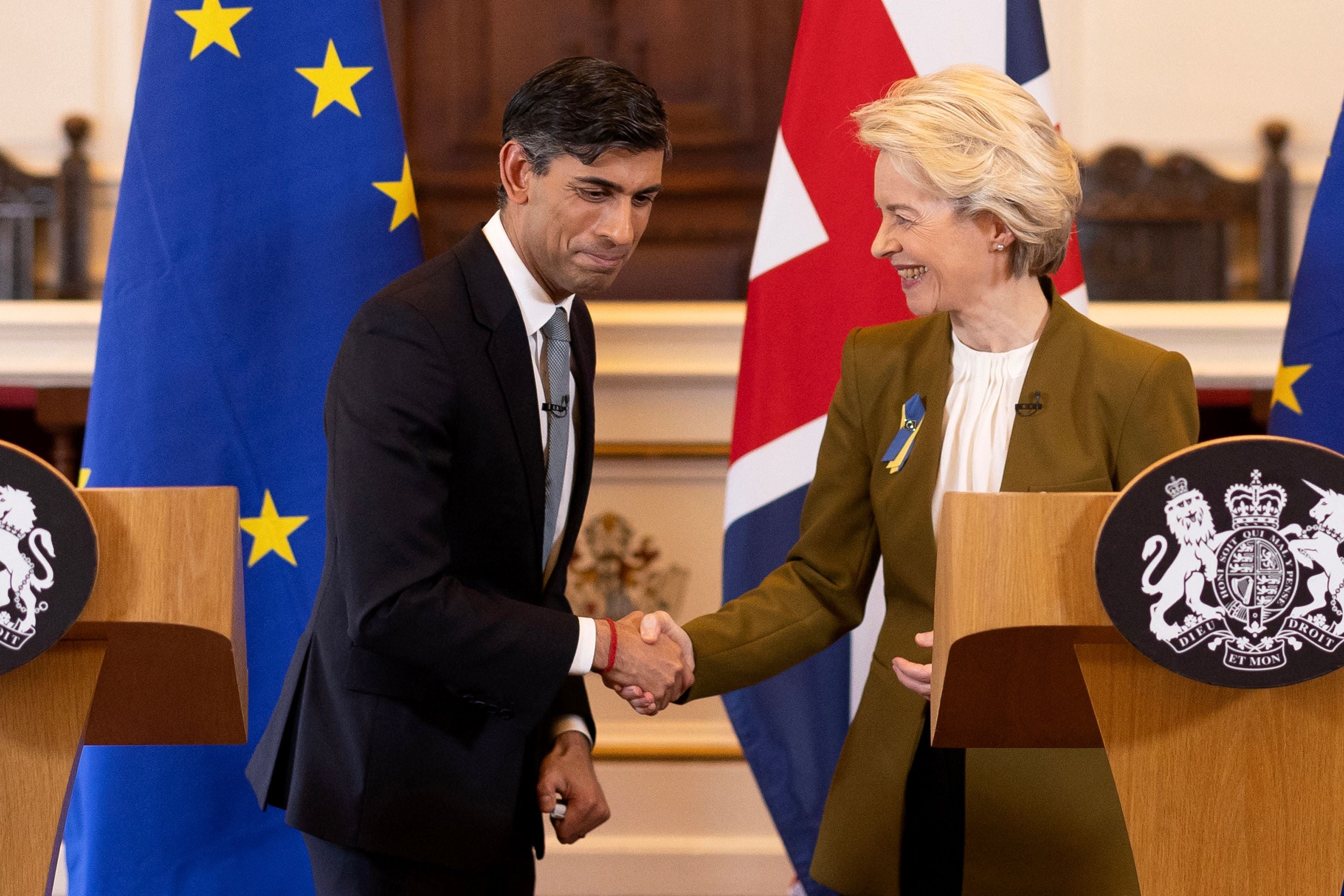 Rishi Sunak and EU Commission president Ursula von der Leyen agreed the Brexit deal on Monday