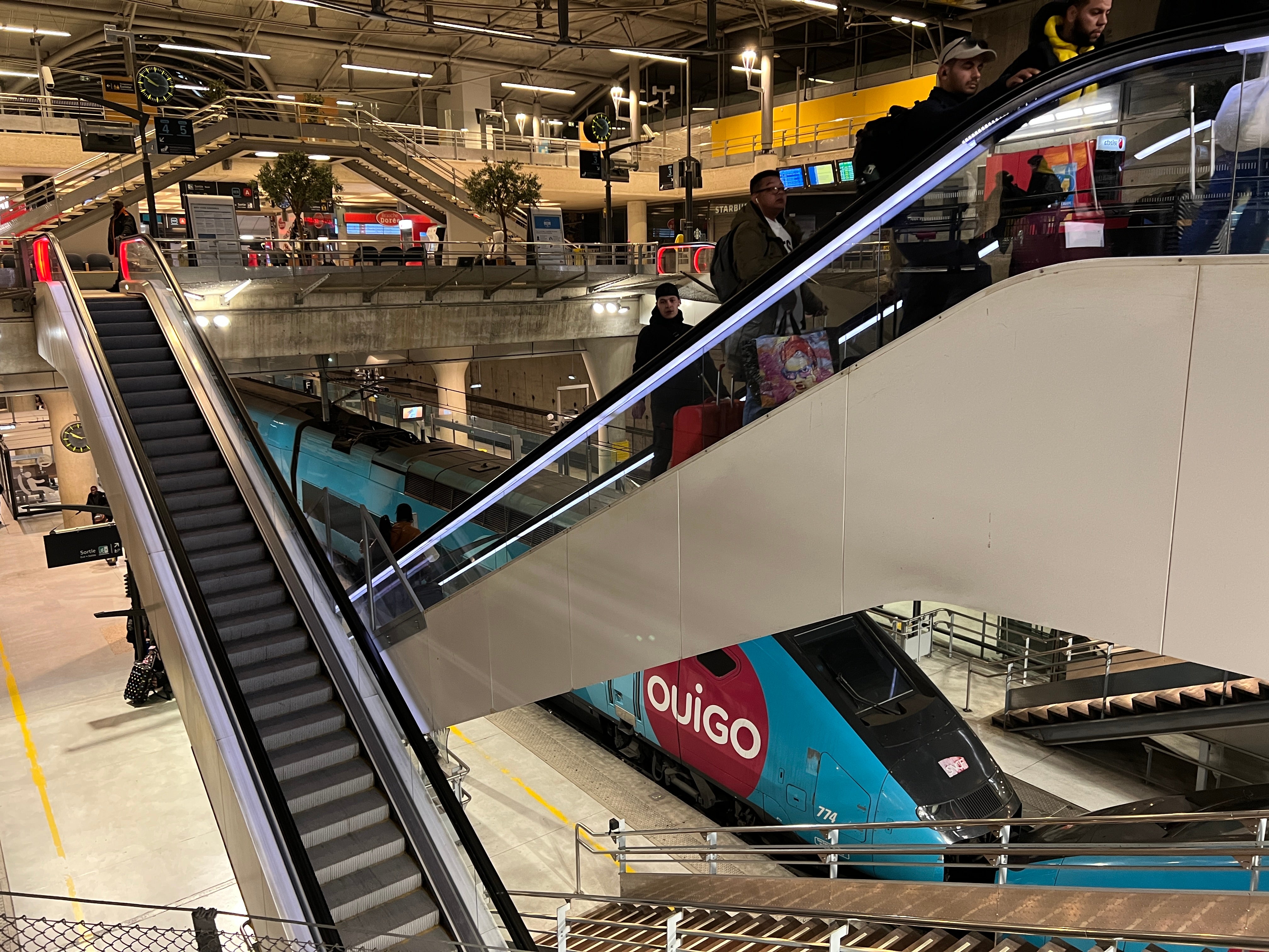 Is this Paris? Passengers leaving the Ouigo express train from the south at Marne-la-Vallée station, some way east of the French capital