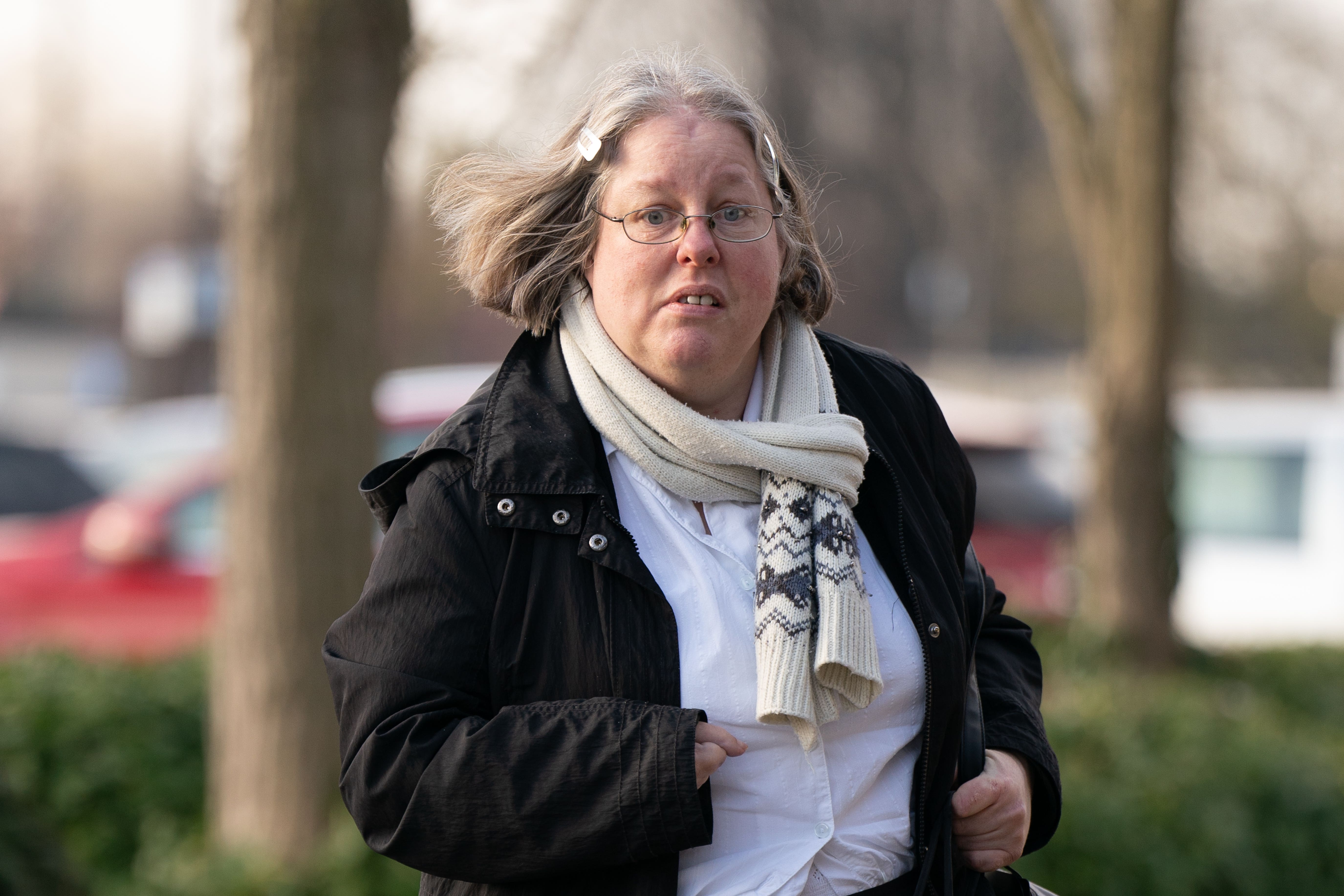 Auriol Grey arriving at Peterborough Crown Court, Cambridgeshire, for sentencing for the manslaughter of 77-year-old cyclist Celia Ward (Joe Giddens/PA)