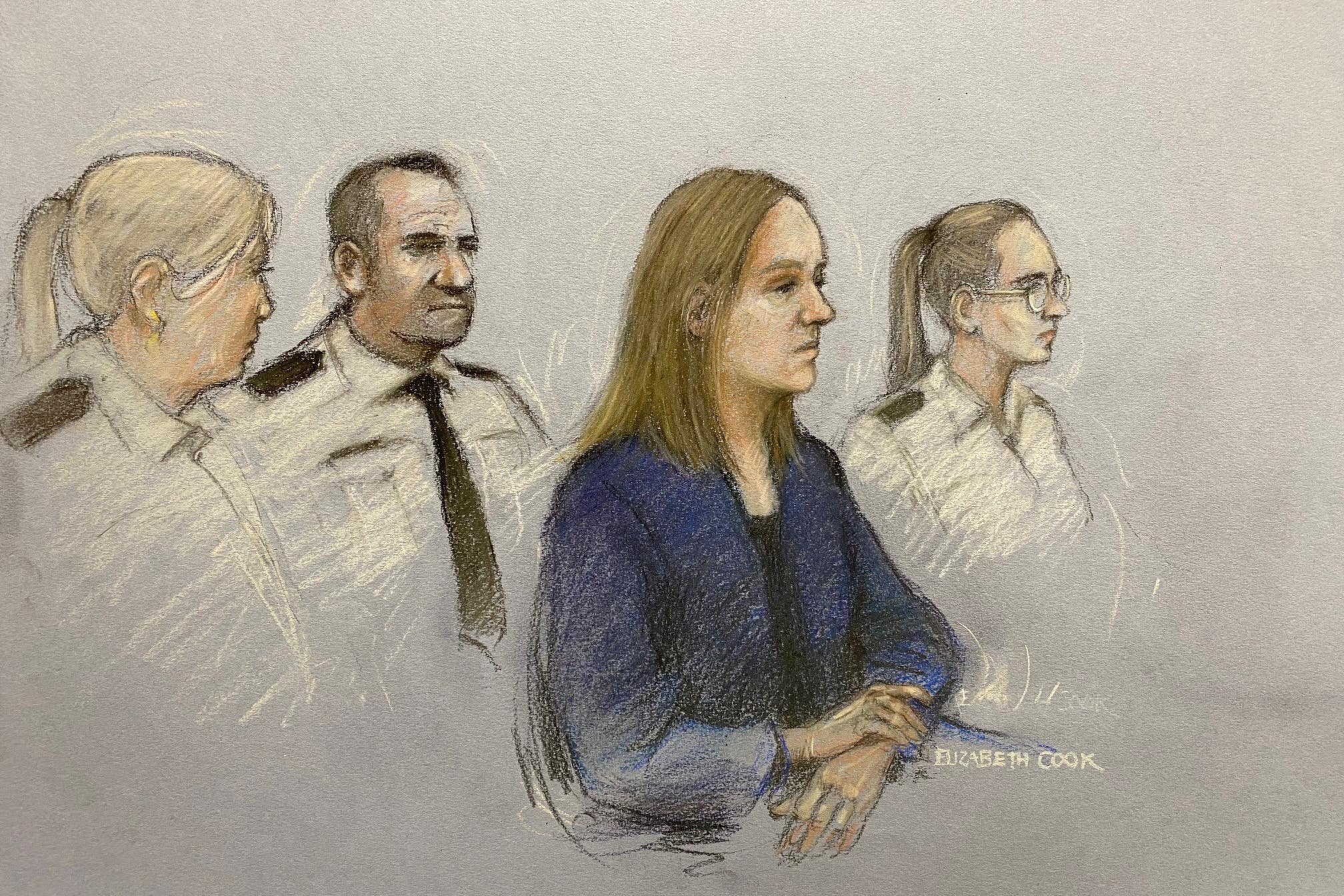 Lucy Letby appearing in the dock at Manchester Crown Court (Elizabeth Cook/PA)