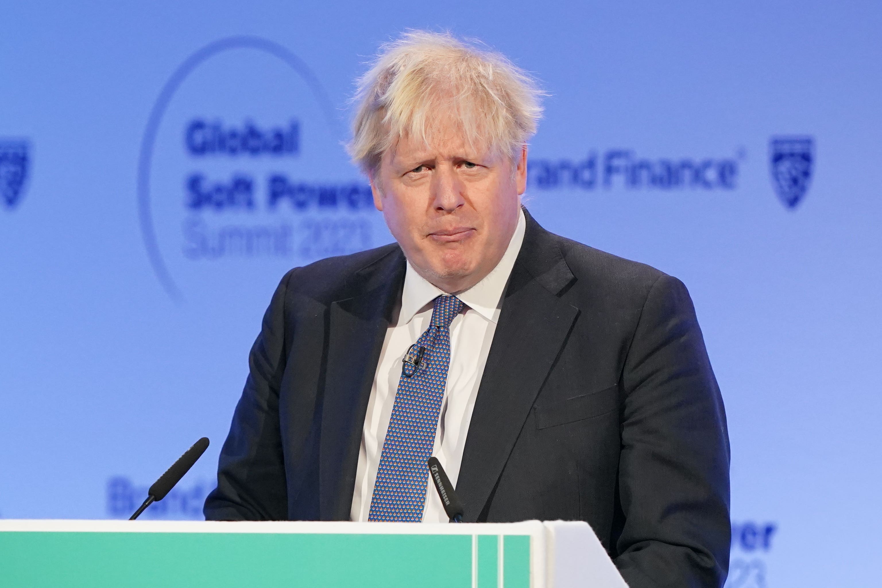 Boris Johnson speaks during the Global Soft Power Summit