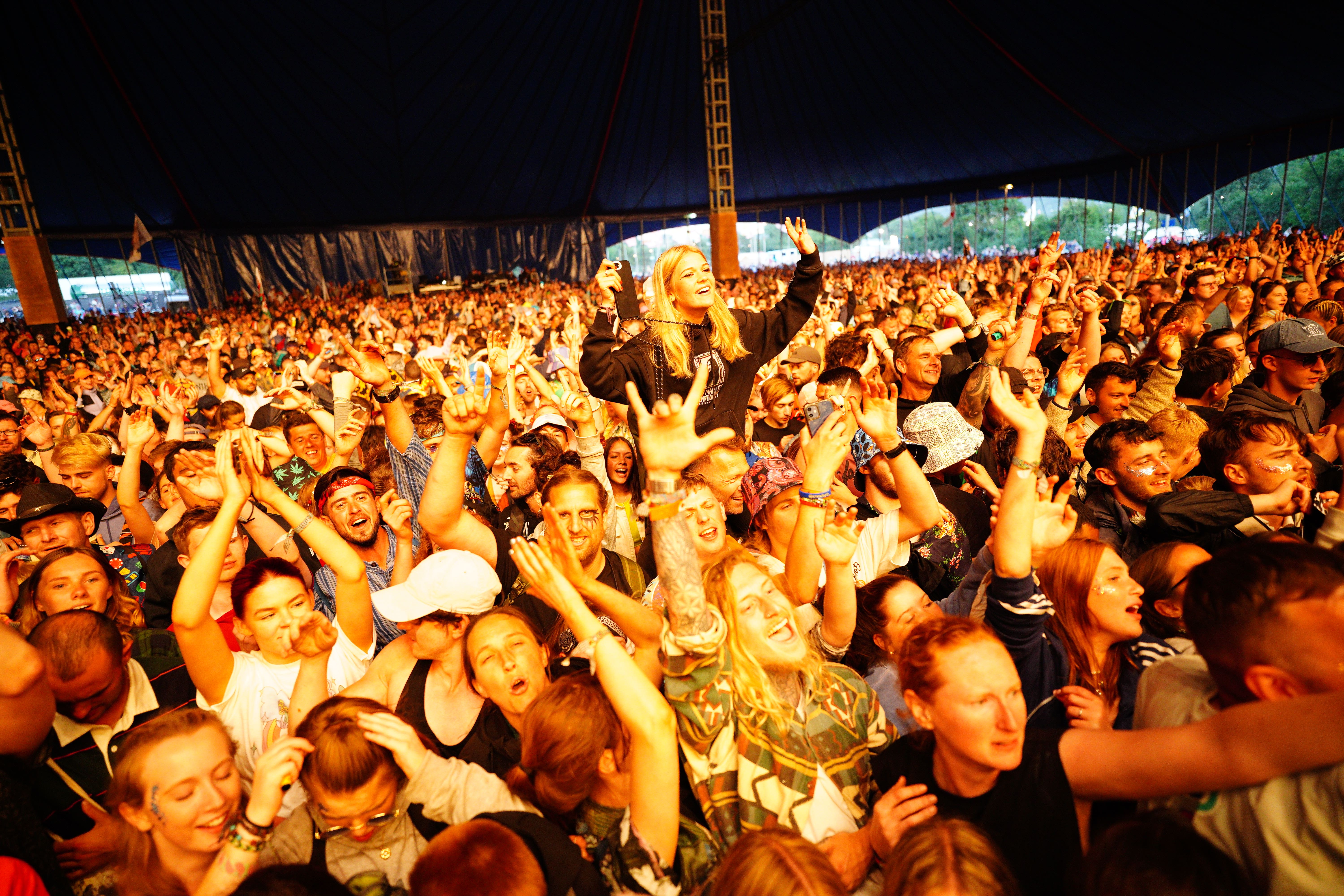 The crowd watches Yungblud performing on the John Peel stage at the Glastonbury Festival at Worthy Farm in Somerset (Ben Birchall/PA)