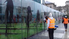 Climate activists target art work near German parliament