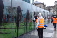 Climate activists target art work near German parliament