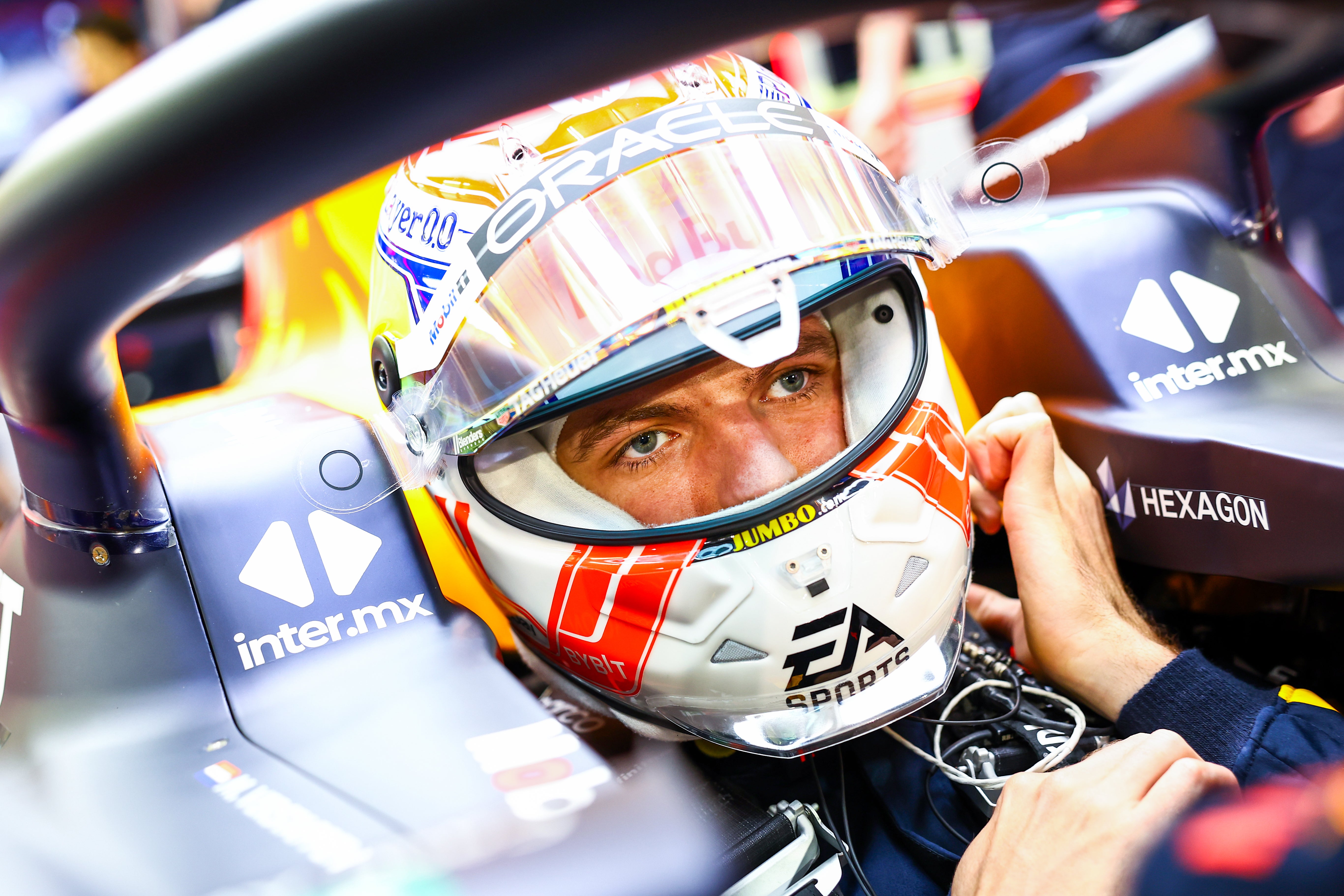 Max Verstappen is on pole position in Bahrain as he targets a third-straight title