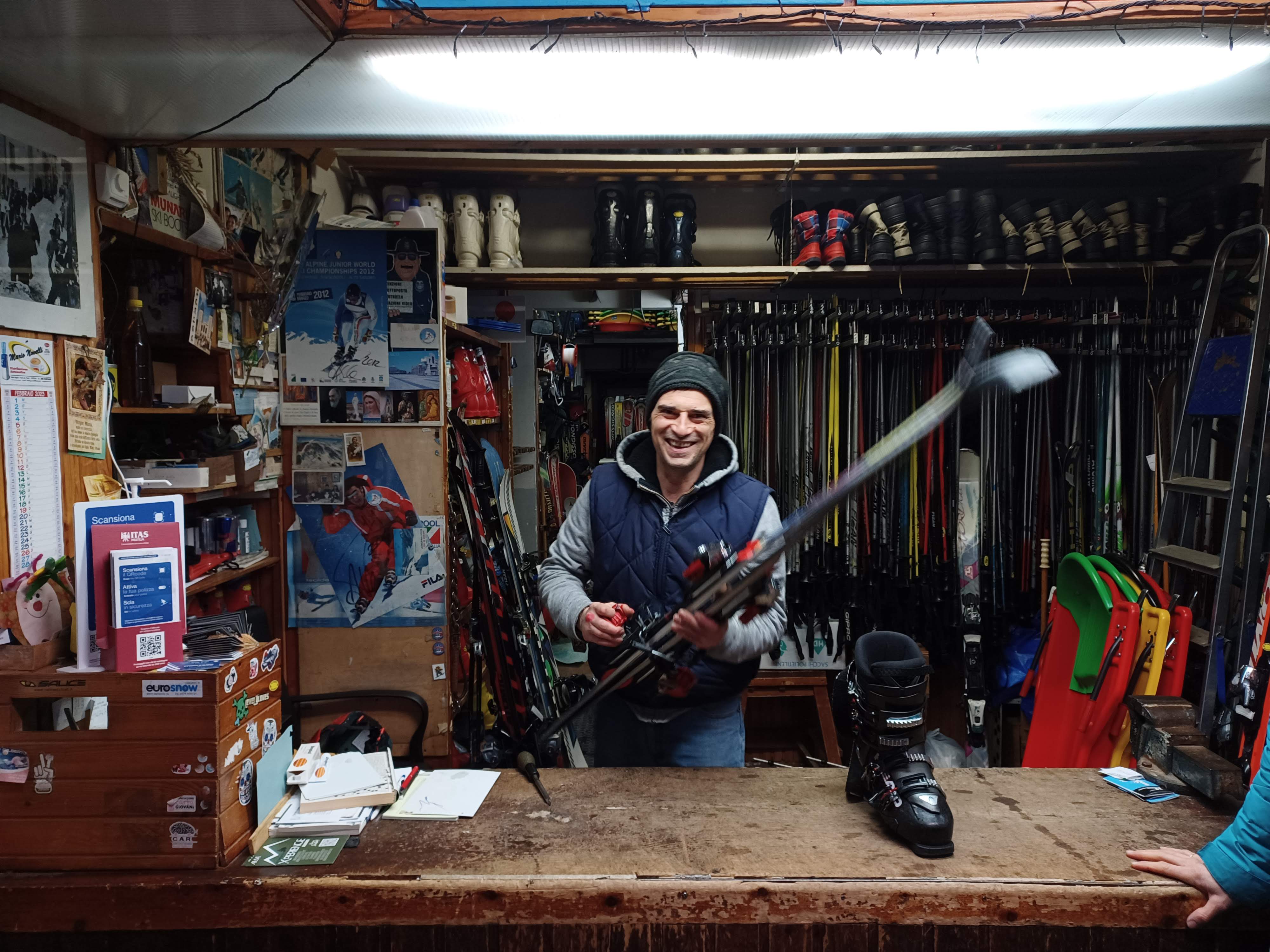 Italian charm extends to the ski hire shop too