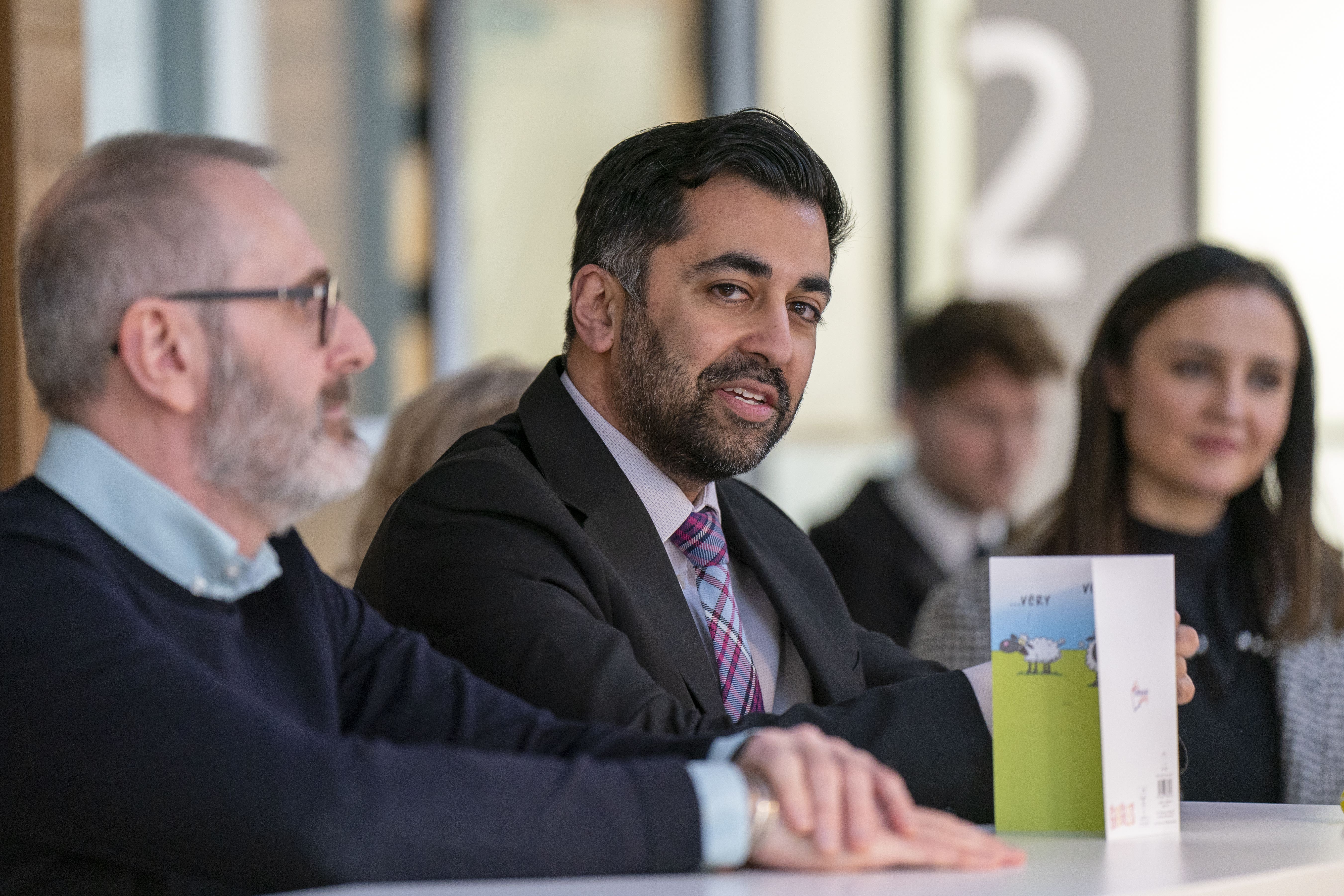 Humza Yousaf and Mairi McAllan visited Lanark (Jane Barlow/PA)