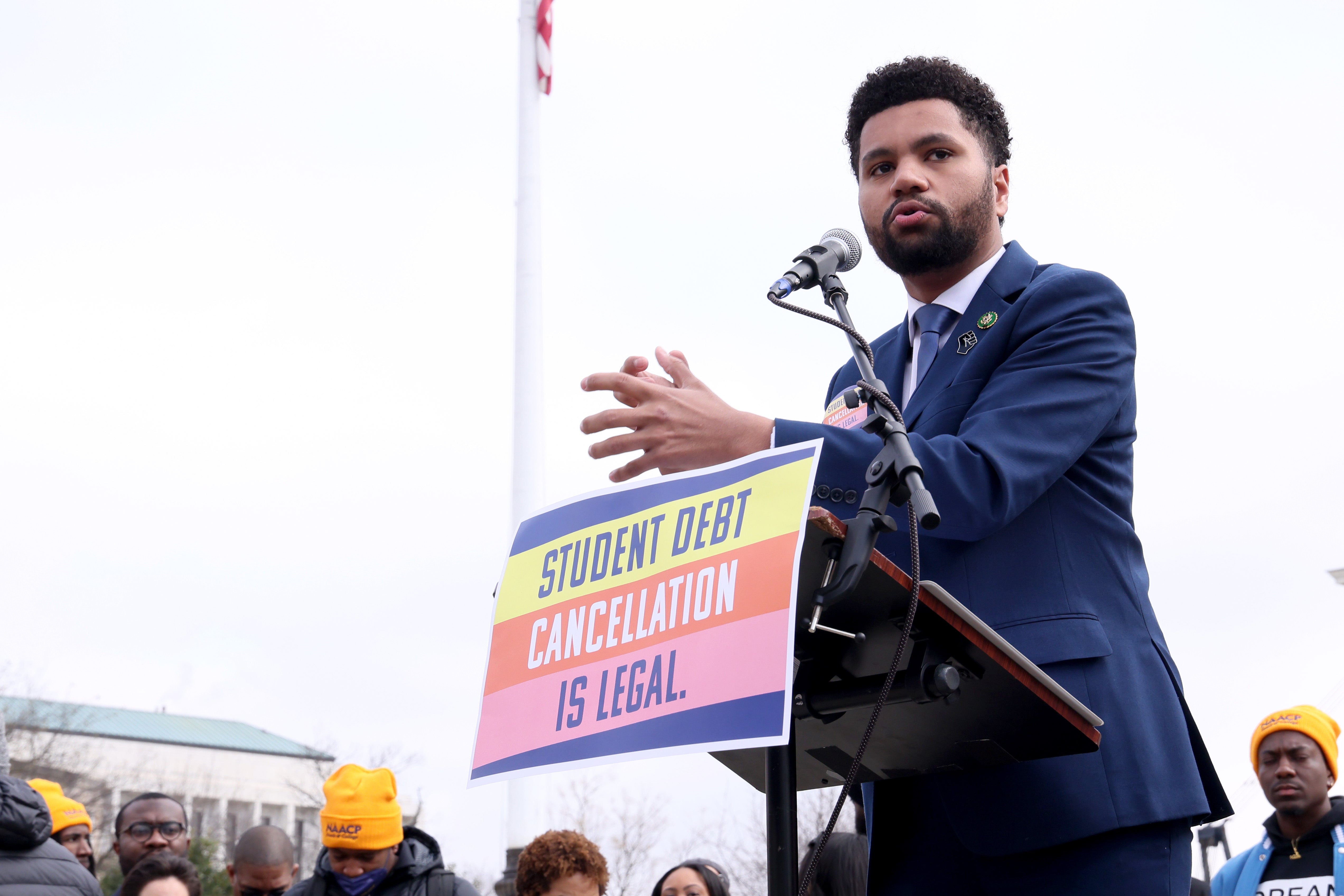 Maxwell Frost speaks at a rally in February