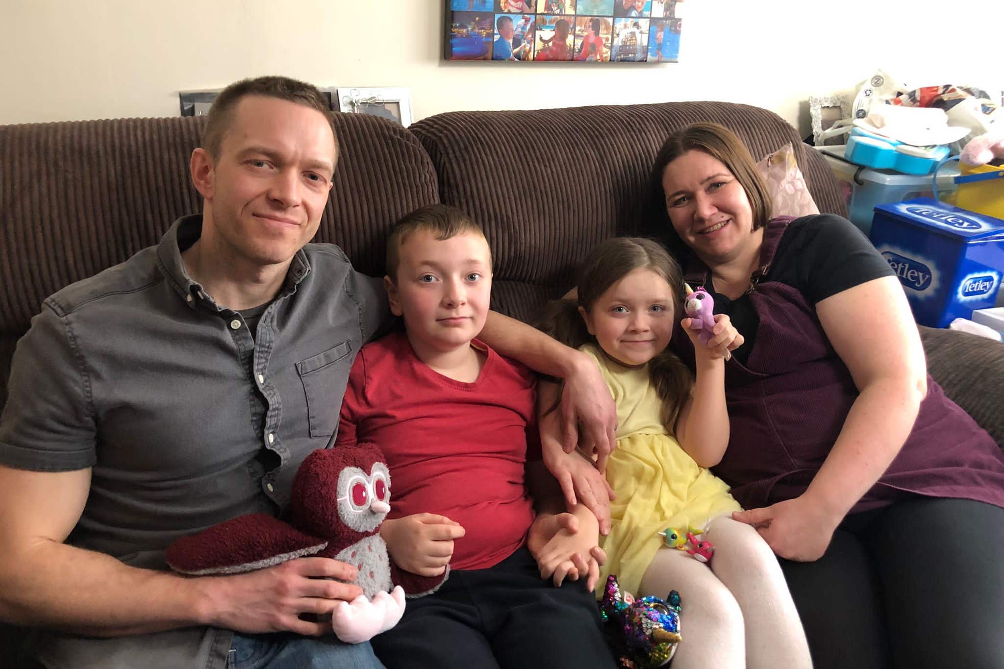 Nate Courtney with his father Alan, mother Gillian and sister Milly (Hayley Harding/PA)