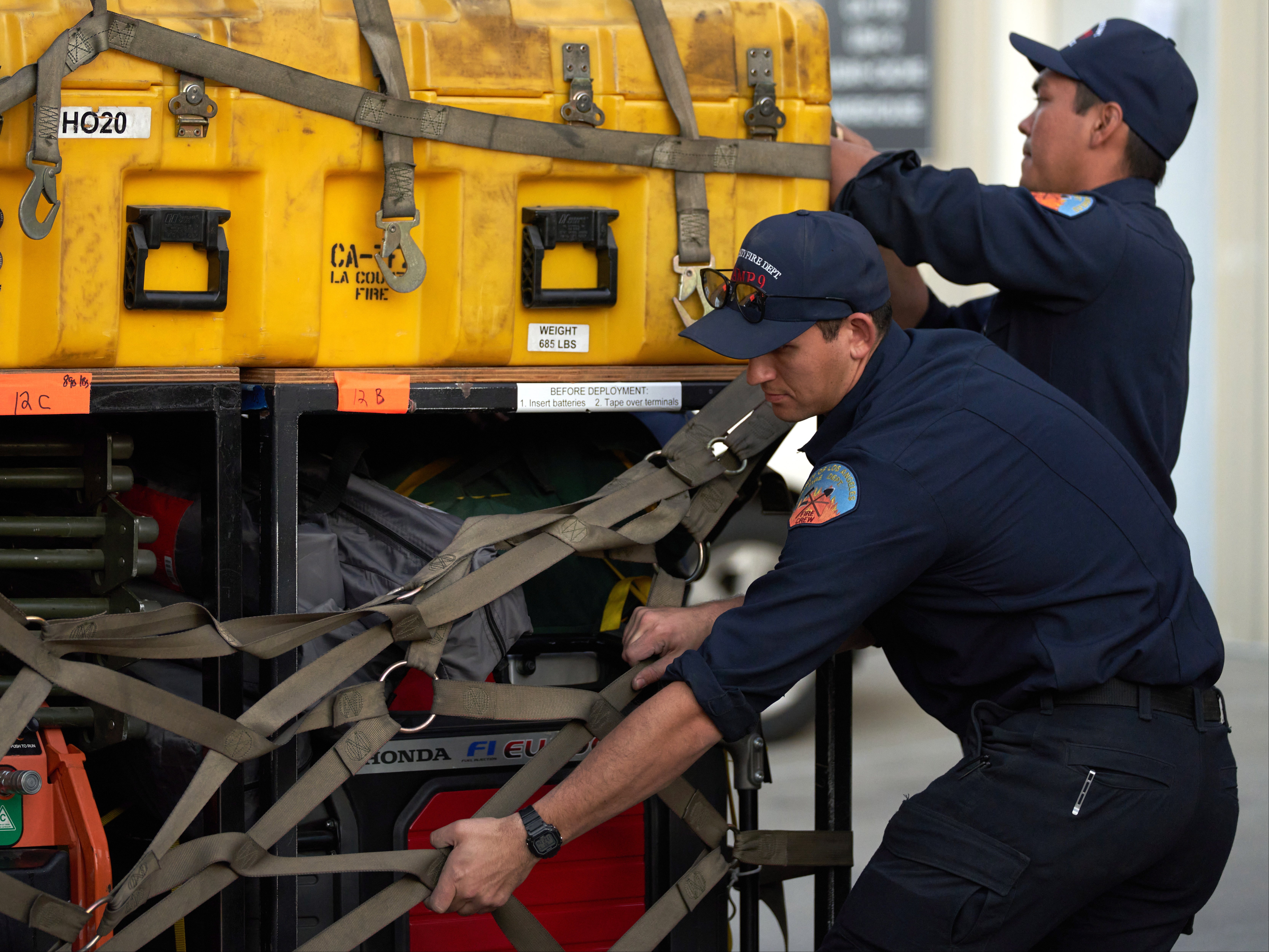 Los Angeles firefighters prepare to deploy to Turkey on 6 February 2023