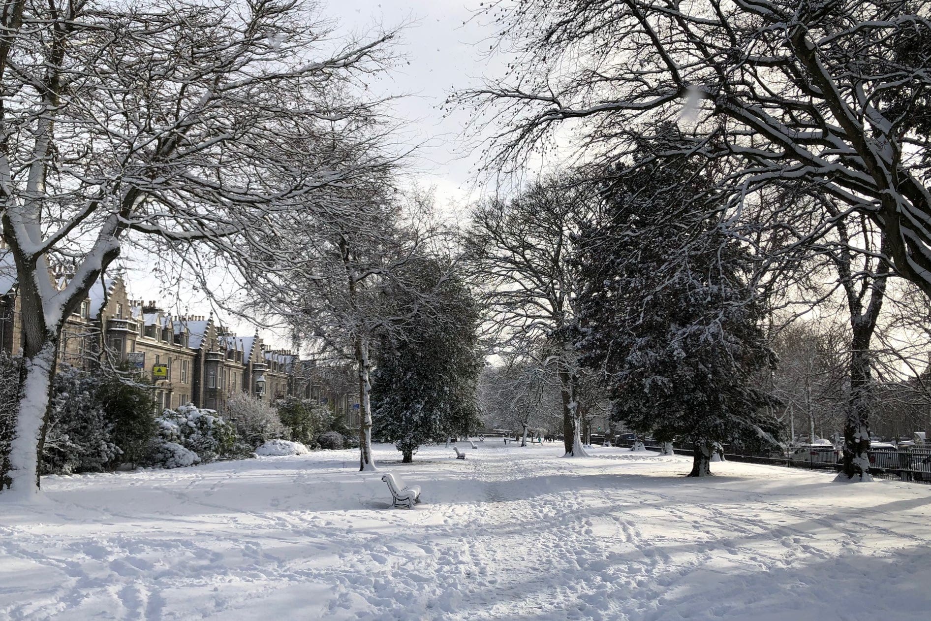 Snow in the west end of Aberdeen, Scotland (Beth Edmonston/PA)