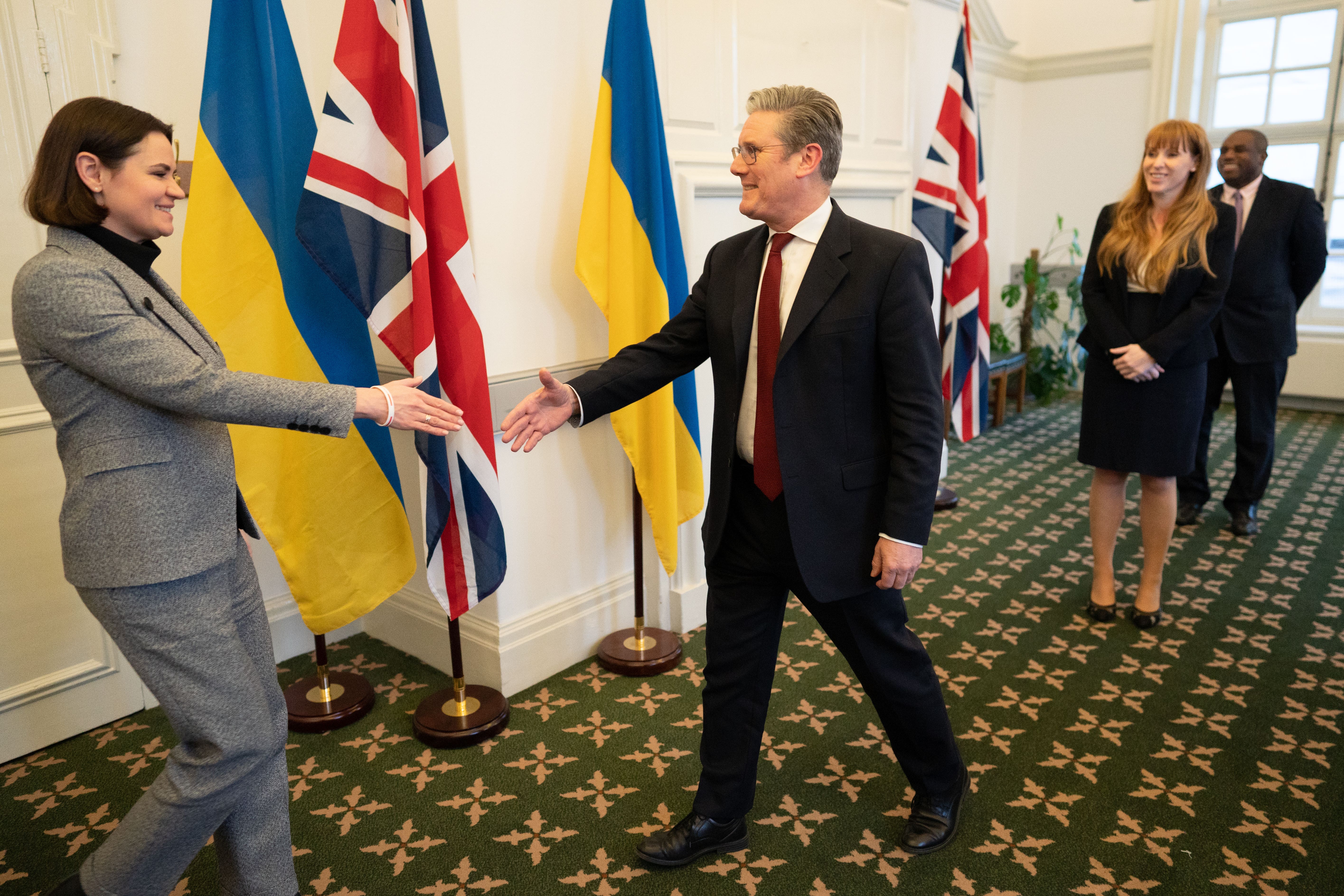 Labour leader Keir Starmer meets Svetlana Tikhanovskaya (Stefan Rousseau/PA)