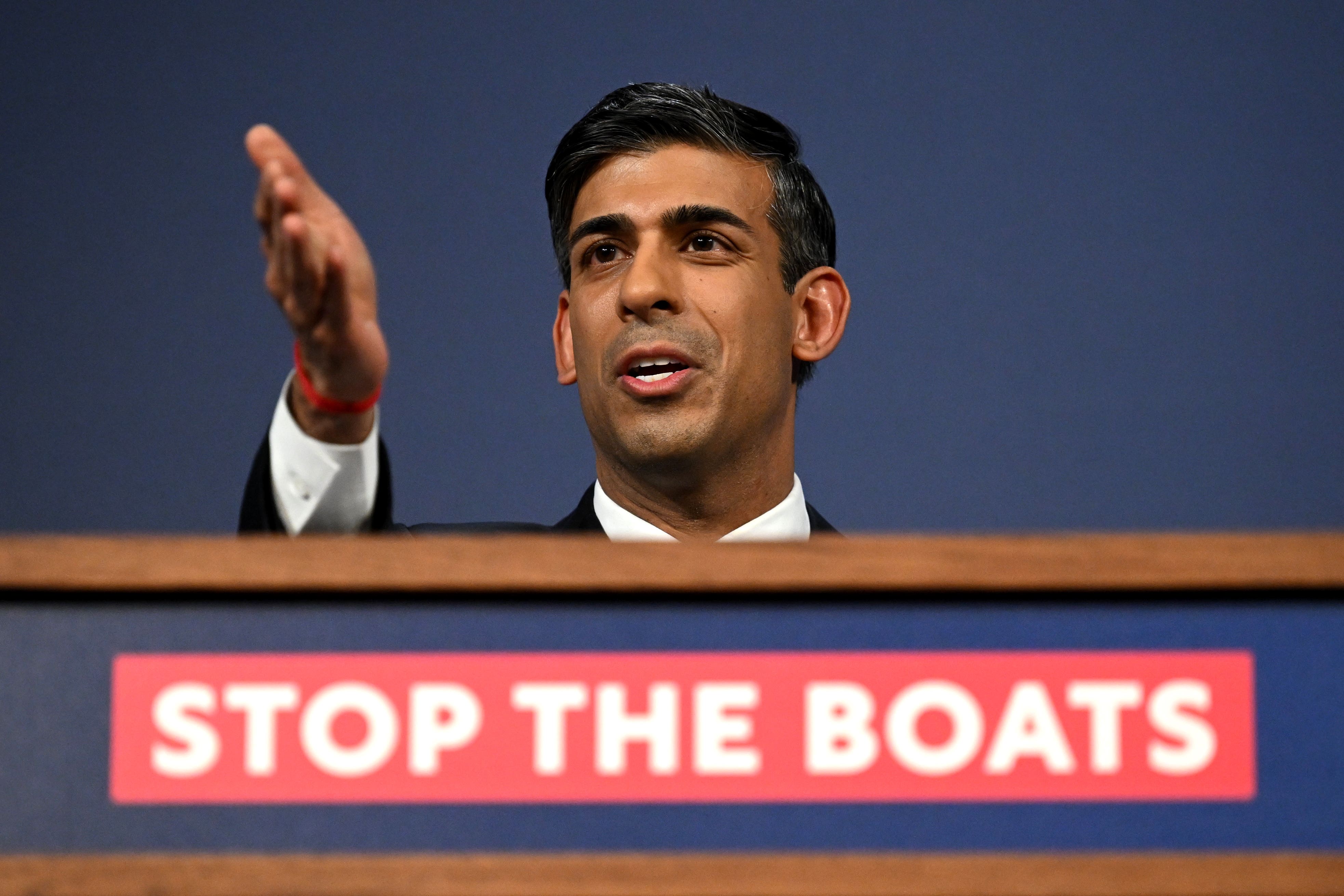 Rishi Sunak during a Downing Street press conference on small boats