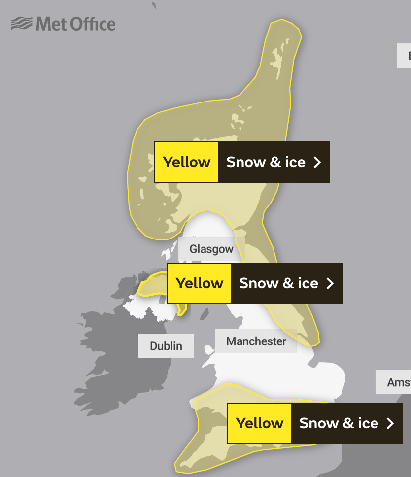 The Met Office has issue weather warnings across the UK on Wednesday