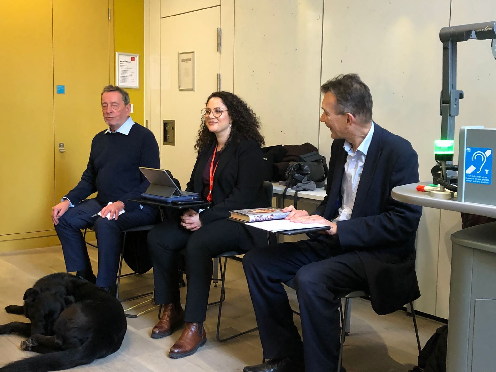 David Blunkett, left, with Dr Michelle Clement and John Rentoul