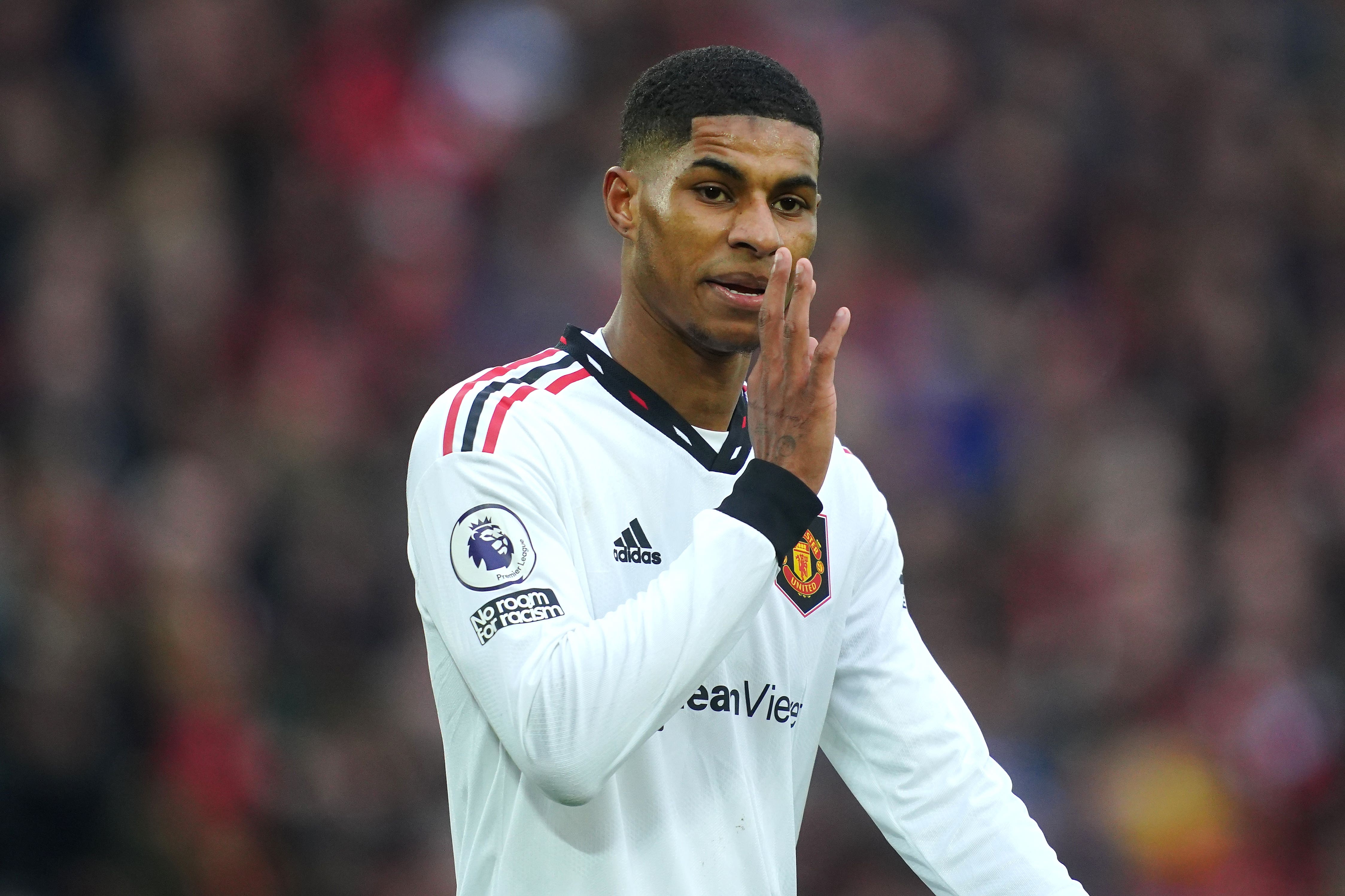 Marcus Rashford has hit back at suggestions Manchester United gave up during Sunday’s 7-0 thrashing at Liverpool