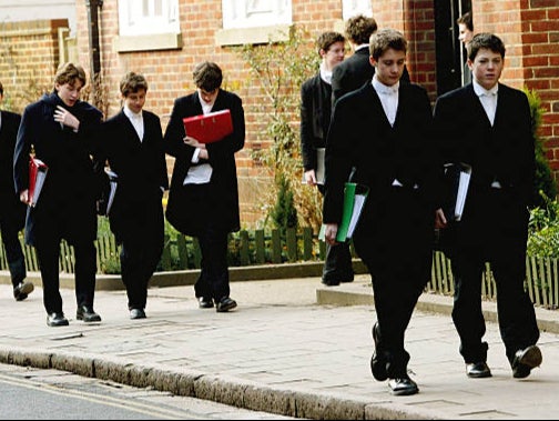 The school uniform consists of tailcoats and starched collars