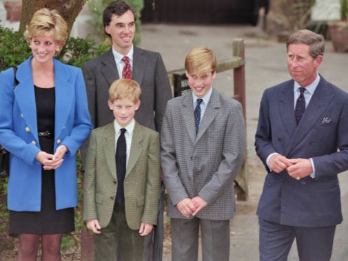 Prince William’s first day at Eton College, with his mother, Diana, brother Harry and father Charles